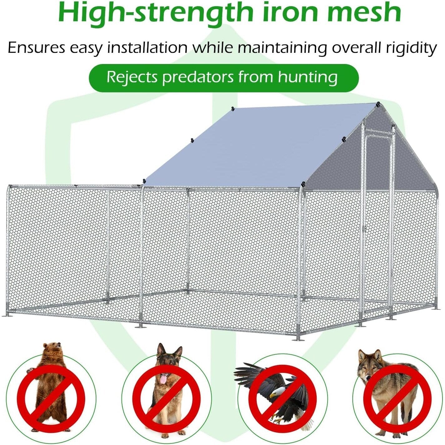 AECOJOY Large Metal Chicken Coop Run Walk-in Metal Chicken Cage