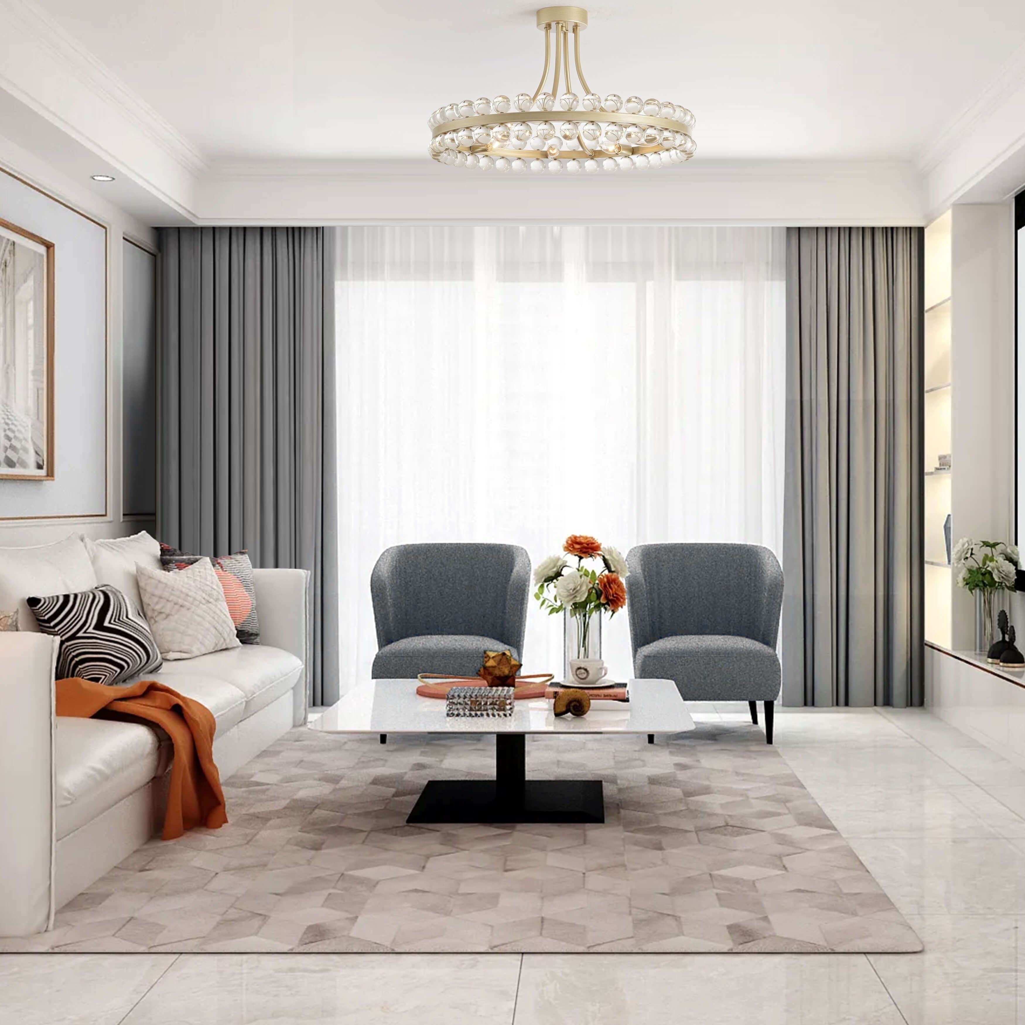 Elvira 8-Light Wagon Wheel Crystal Semi-Flush Mount