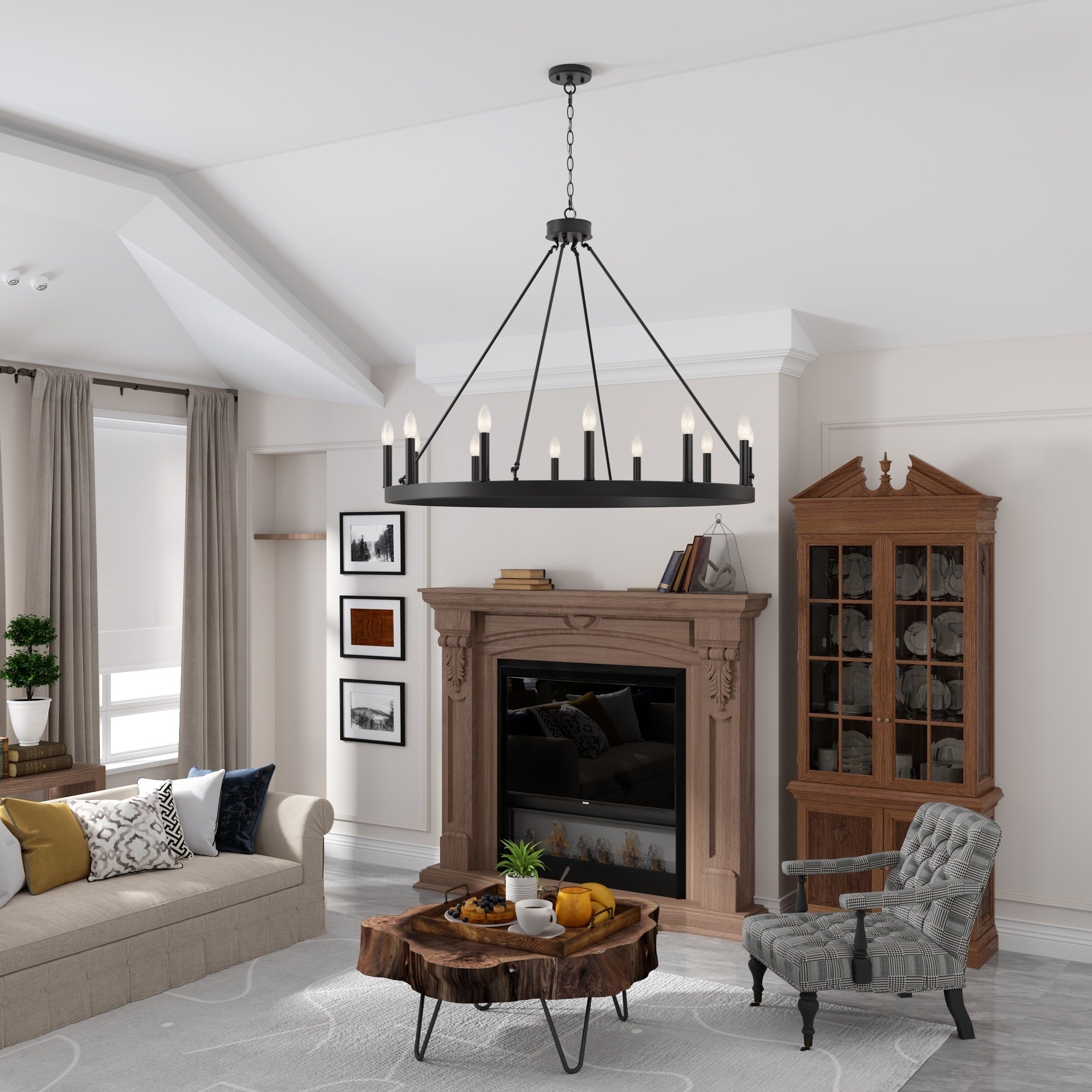 Acroma 12-light Farmhouse 40In Wagon Wheel Chandelier with UL - 40'' D x 138'' H