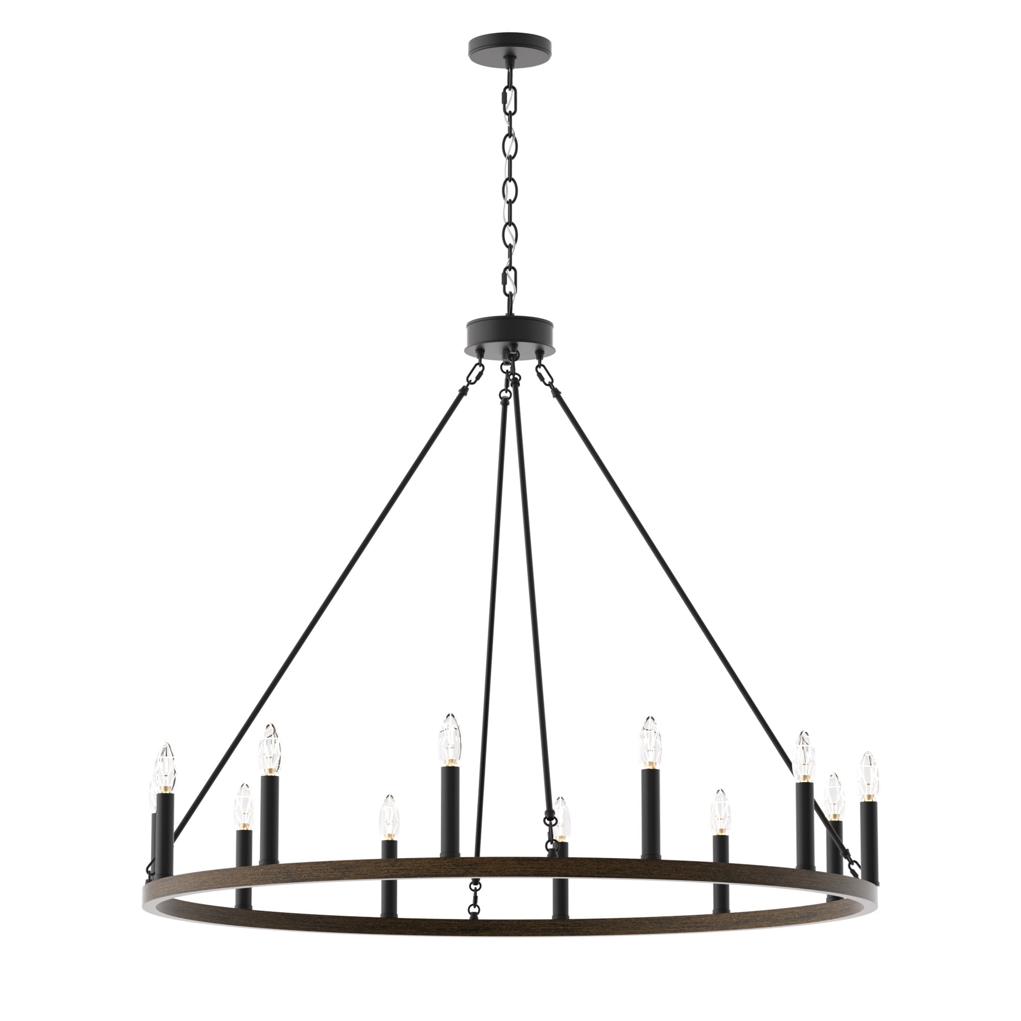 Acroma 12-light Farmhouse 40In Wagon Wheel Chandelier with UL - 40'' D x 138'' H