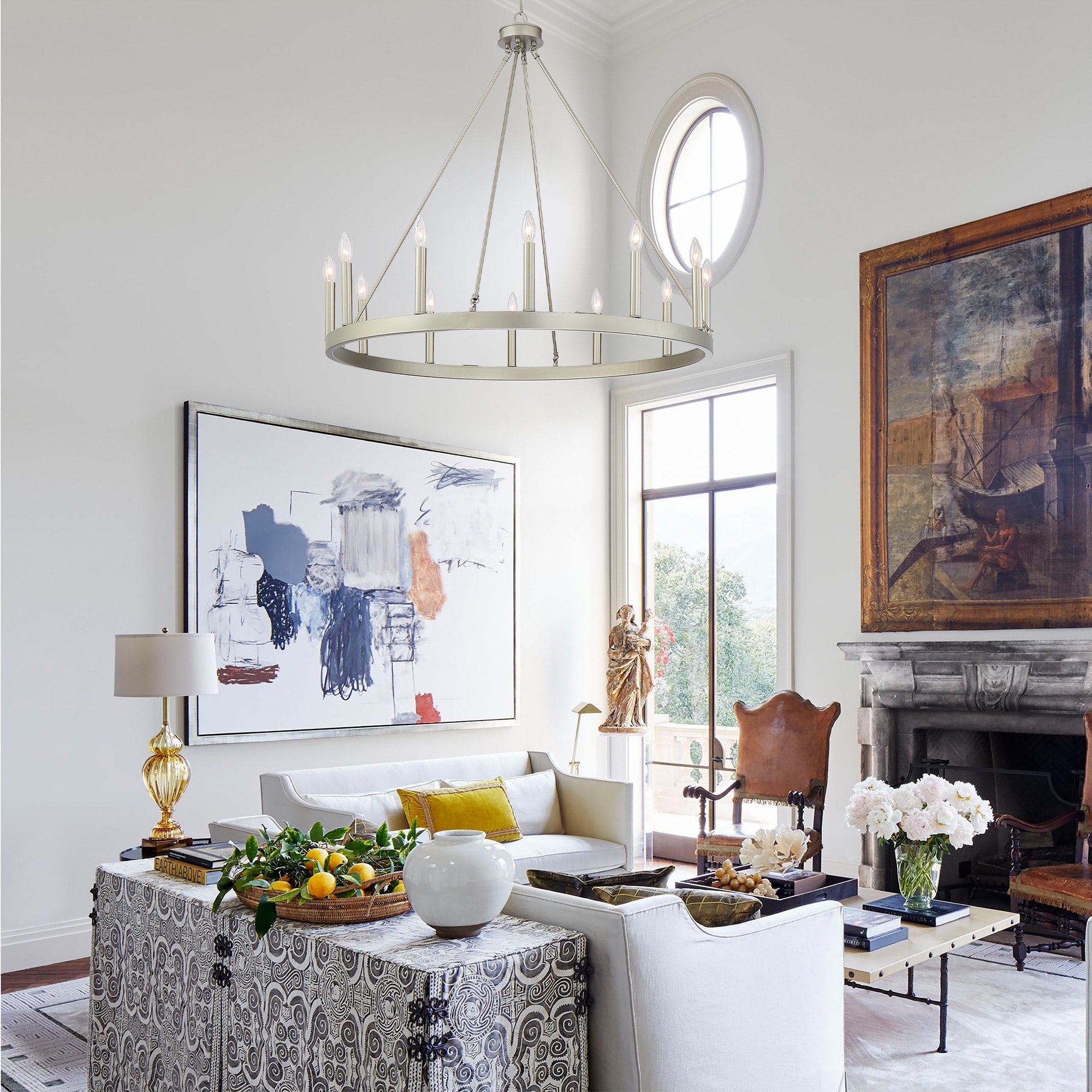 Acroma 12-light Farmhouse 40In Wagon Wheel Chandelier with UL - 40'' D x 138'' H