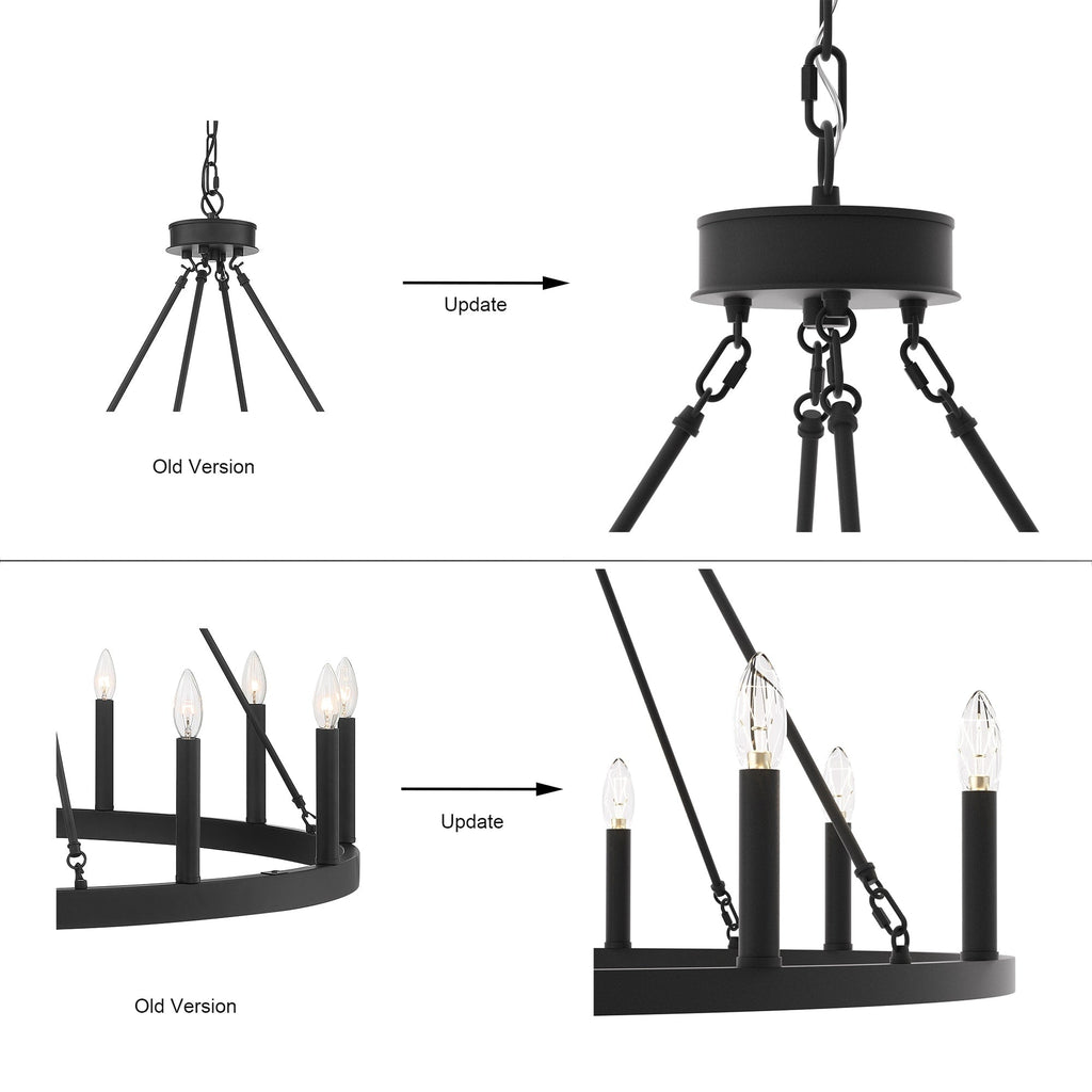 Acroma 12-light Farmhouse 40In Wagon Wheel Chandelier with UL - 40'' D x 138'' H