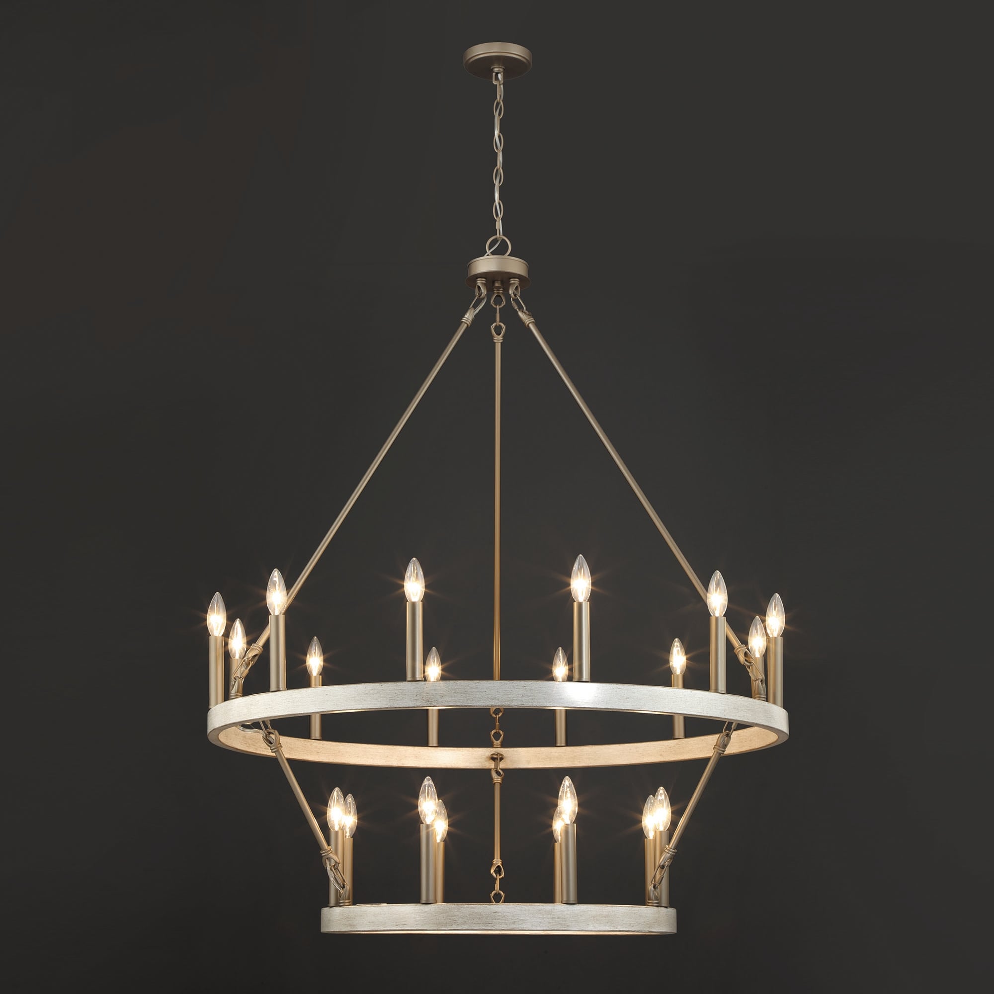 Acroma 20-light Modern Farmhouse 40In Round Wagon Wheel Chandelier with UL