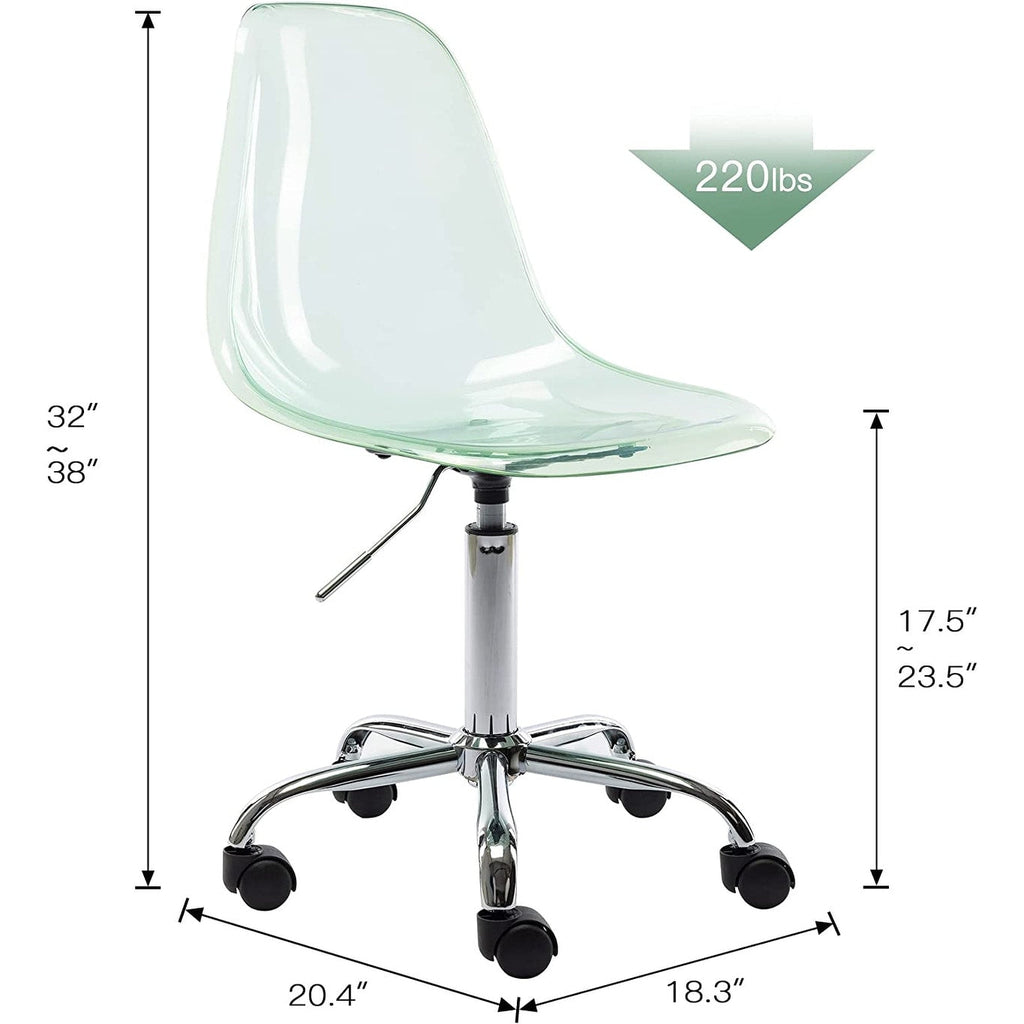Acrylic Swivel adjustable height Armless Home office Rolling Chair