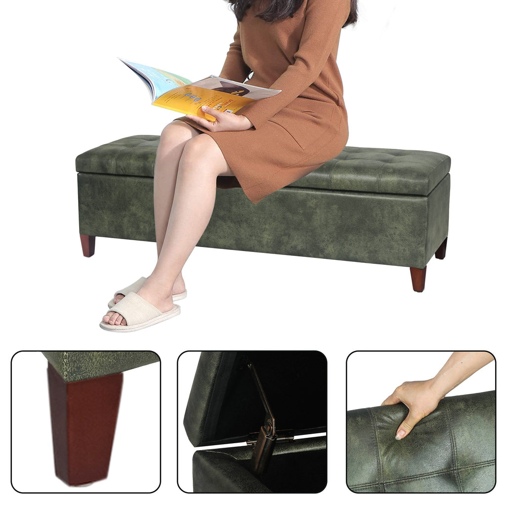 Adeco 50 Bonded Leather Storage Ottoman Bench