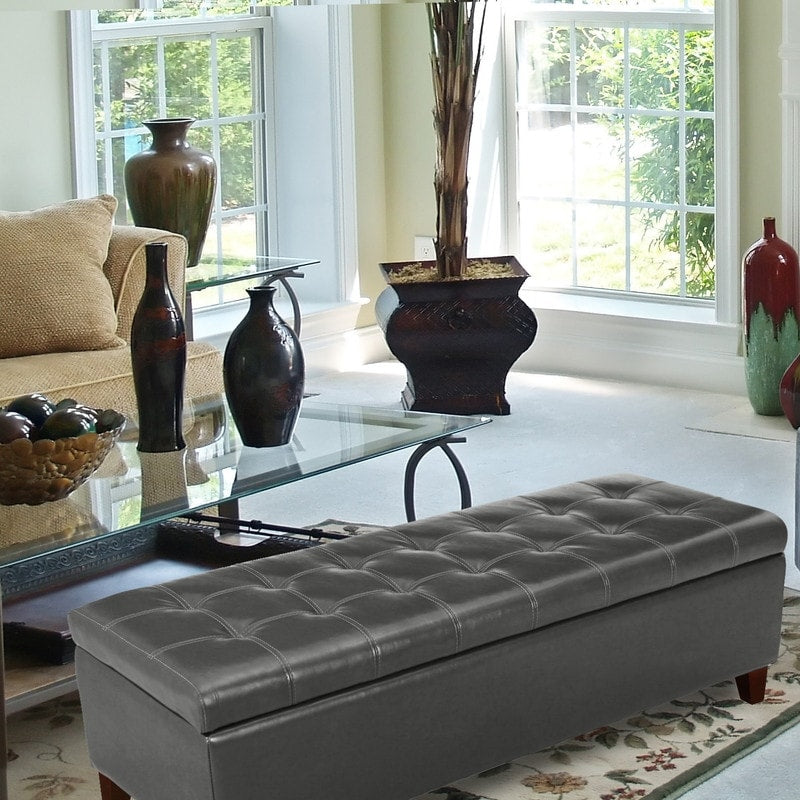 Adeco 50 Bonded Leather Storage Ottoman Bench