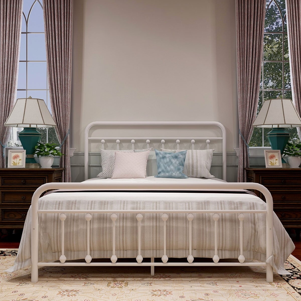 Alazyhome Simple Vintage Metal Platform Bed Frame, Easy-Assembly