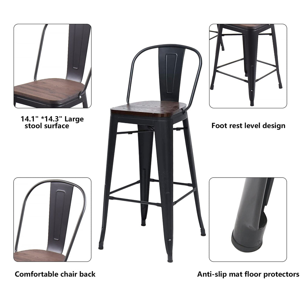 Andeworld farmhouse bar stools ,counter height bar stools set of 4 - Set of 4