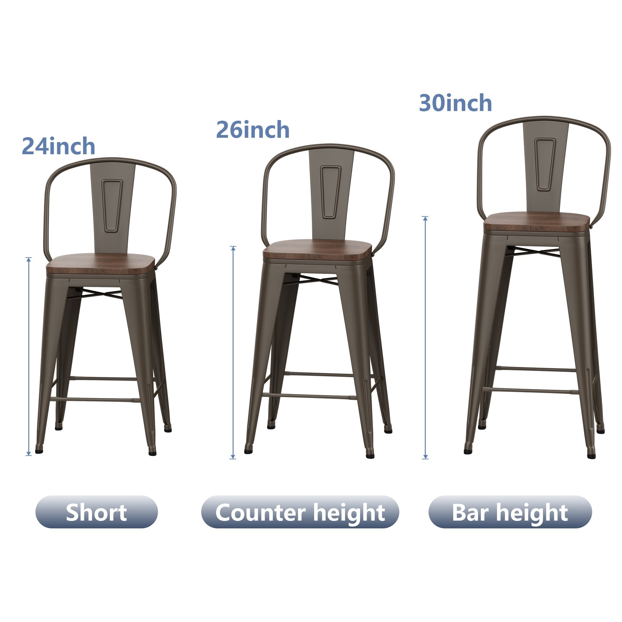 Andeworld farmhouse bar stools ,counter height bar stools set of 4 - Set of 4