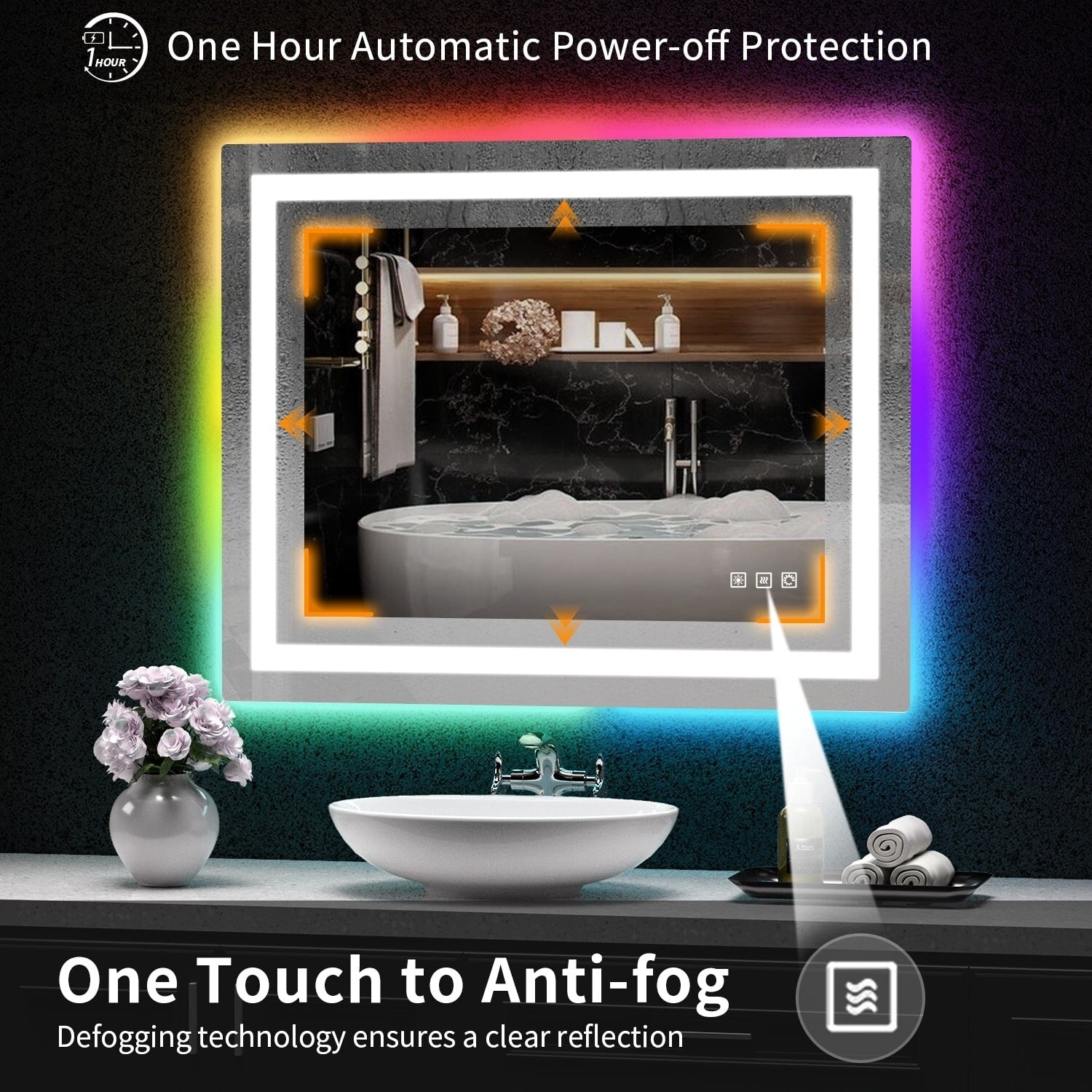 Anti-Fog RGB Backlit & LED Frontlit Bathroom Mirror