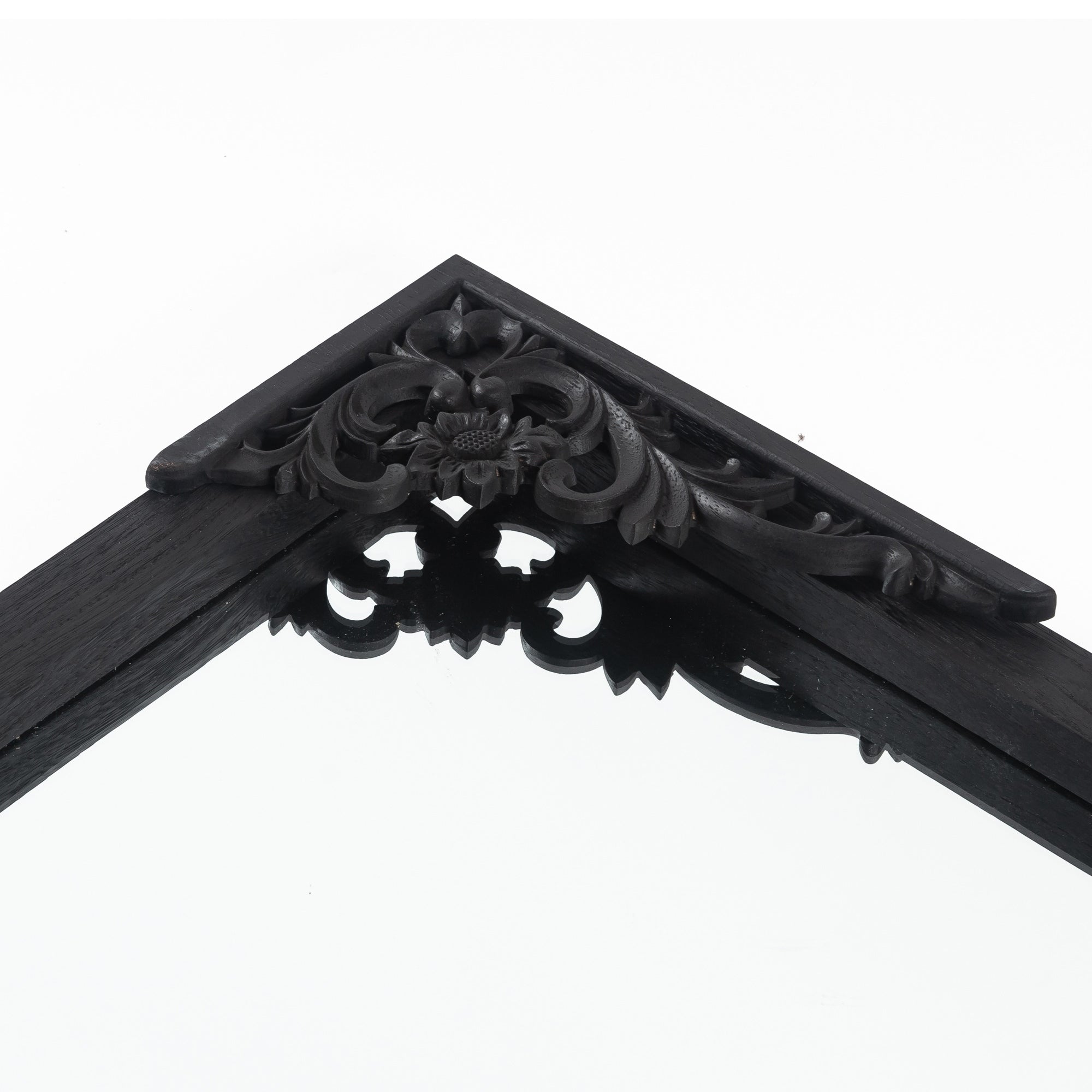 Arched Full-Length Solid Wood Carving Floor Mirror