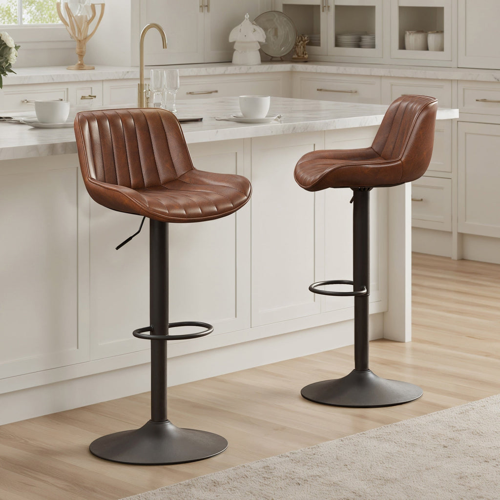 Art Leon Adjustable Height Swivel Barstool, Set of 2
