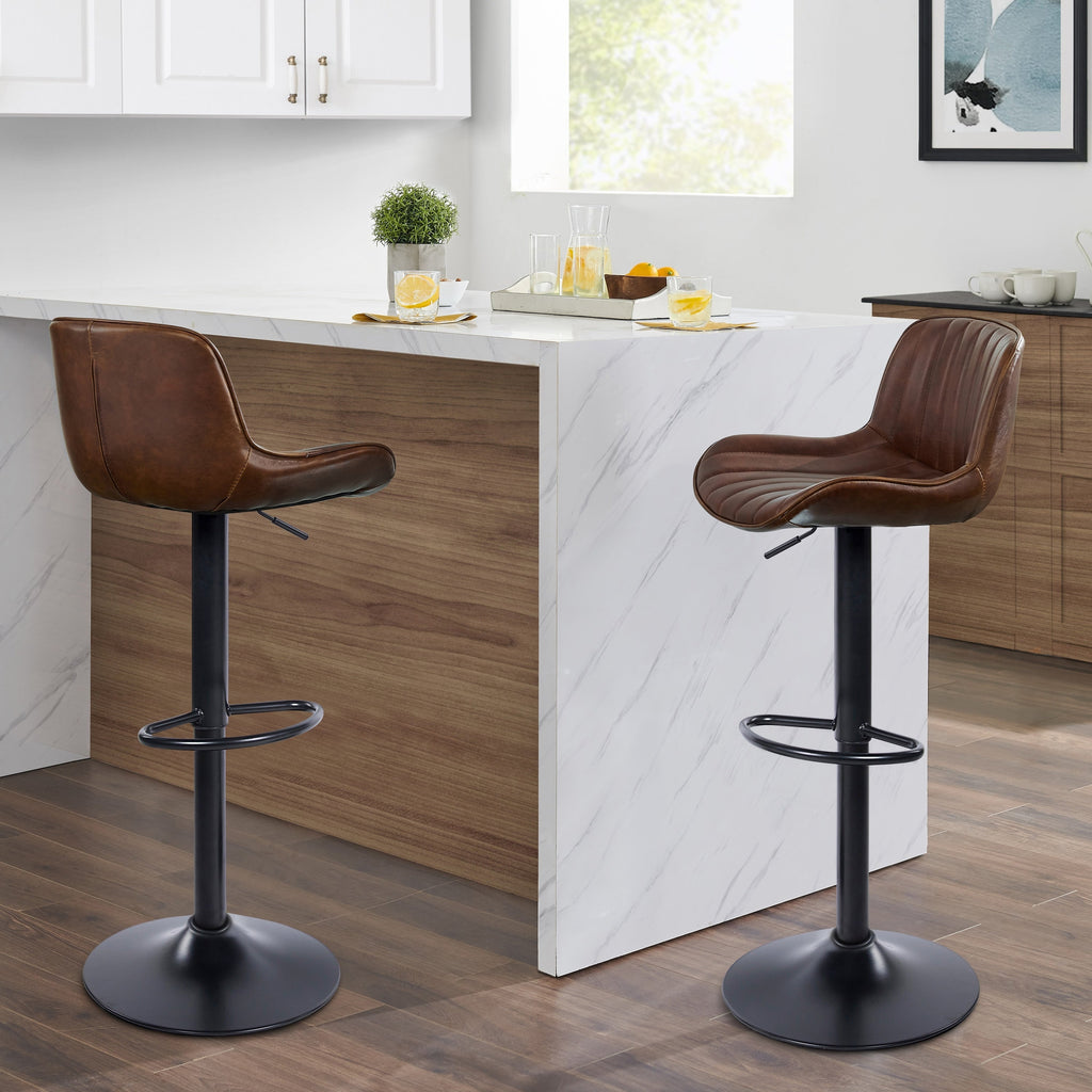 Art Leon Adjustable Height Swivel Barstool, Set of 2