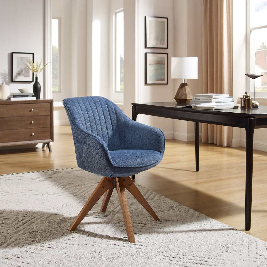 Art Leon Modern Home Office Swivel Arm Accent Chair with Wood Legs