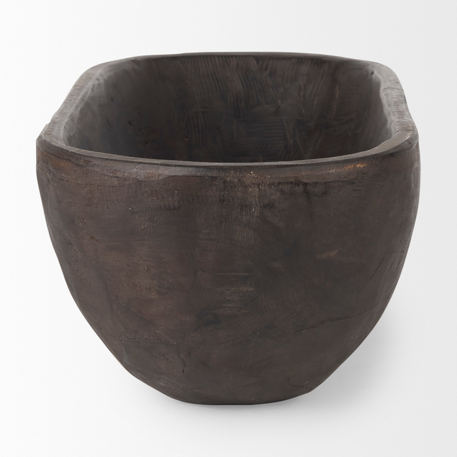 Athena Extra Large Oblong Black-Brown Reclaimed Wood Bowl - 26.0L x 10.0W x 7.0H
