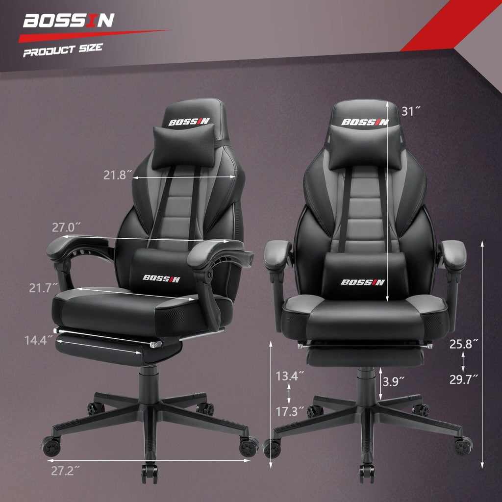 BOSSIN Racing Style Gaming Chair,300 lbs Big and Tall gamer chair High Back Computer Chair