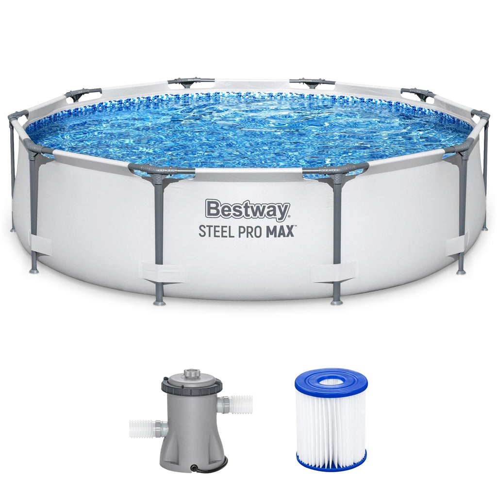 Bestway Steel Pro MAX 10'x30 Round Above Ground Outdoor Swimming Pool with Pump - 10ft. X 30in.
