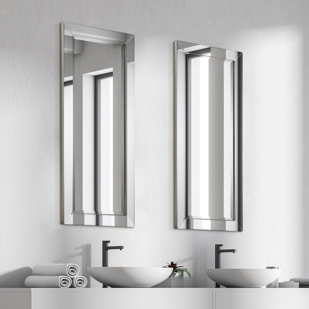 Beveled Rectangular Clear HD Wall Mounted Mirror for Bathroom, Vanity, Bedroom Mirrors, 3 sizes