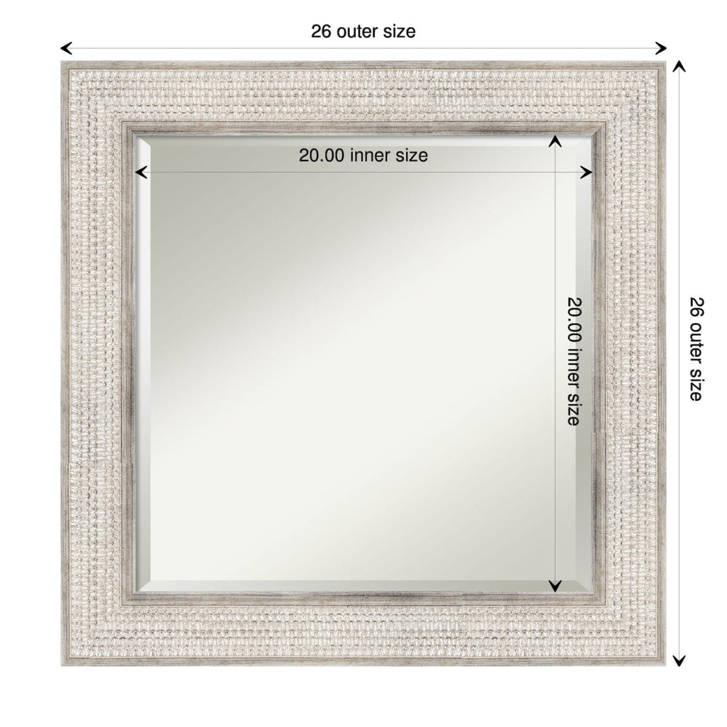 Beveled Wood Bathroom Wall Mirror - Trellis Silver Frame - Trellis Silver