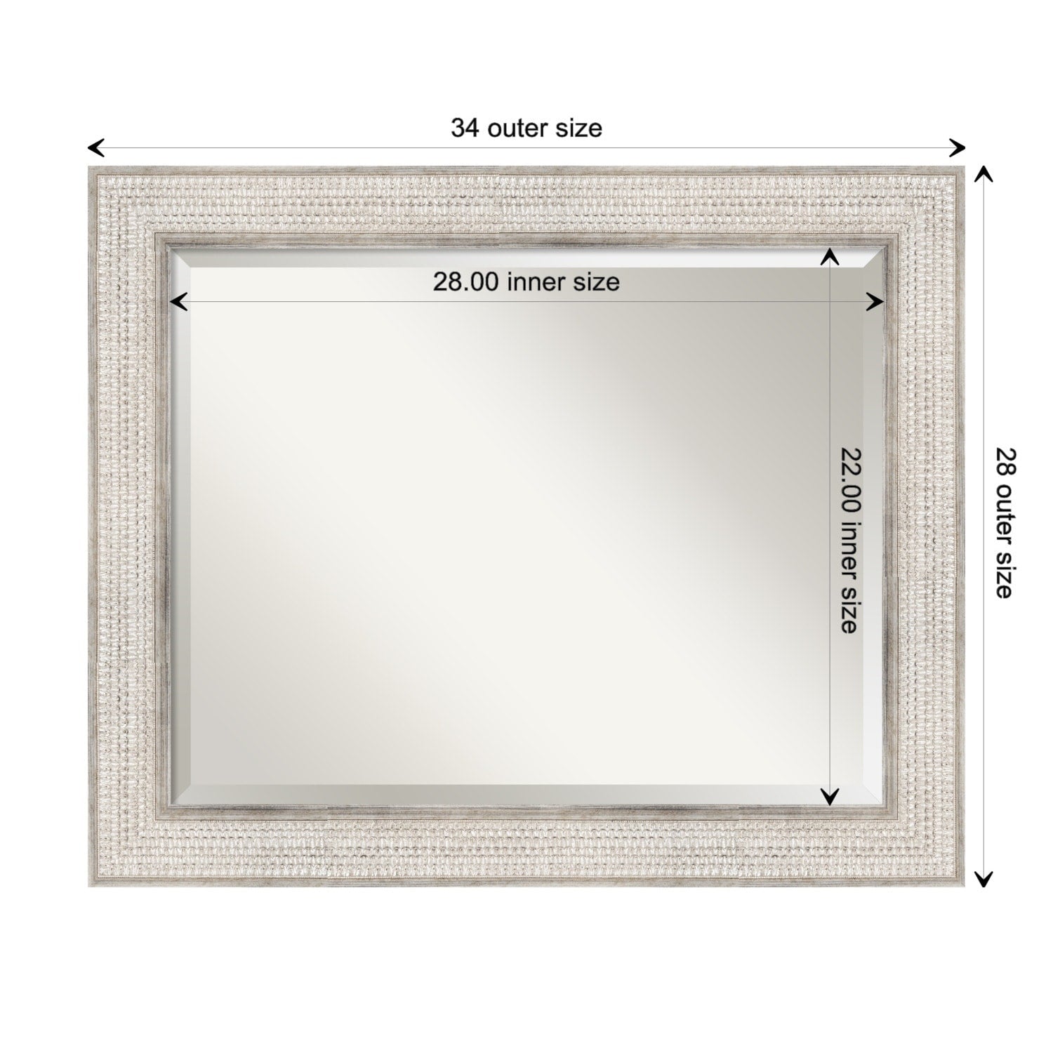 Beveled Wood Bathroom Wall Mirror - Trellis Silver Frame - Trellis Silver