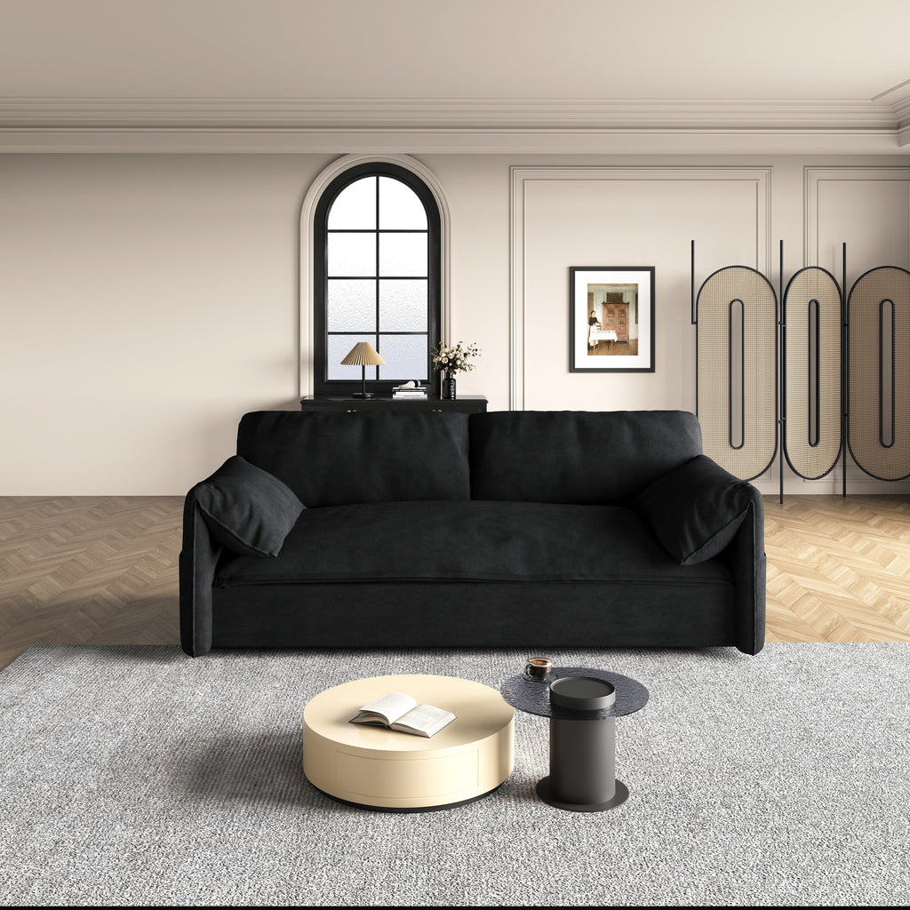 Black 63.8 3-in-1 Velvet Loveseat Pull Out Sofa Bed with Side Storage for Living Room