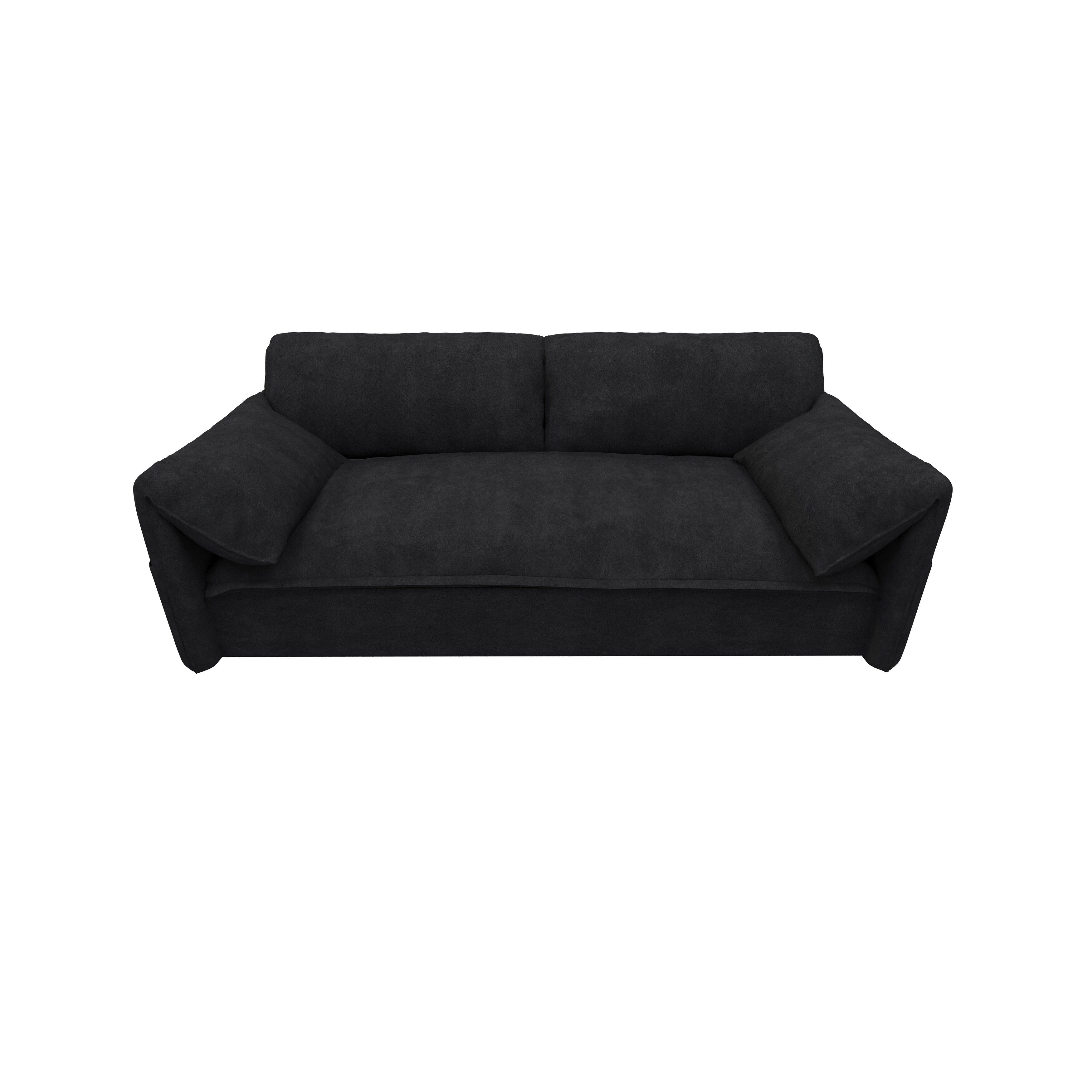 Black 63.8 3-in-1 Velvet Loveseat Pull Out Sofa Bed with Side Storage for Living Room