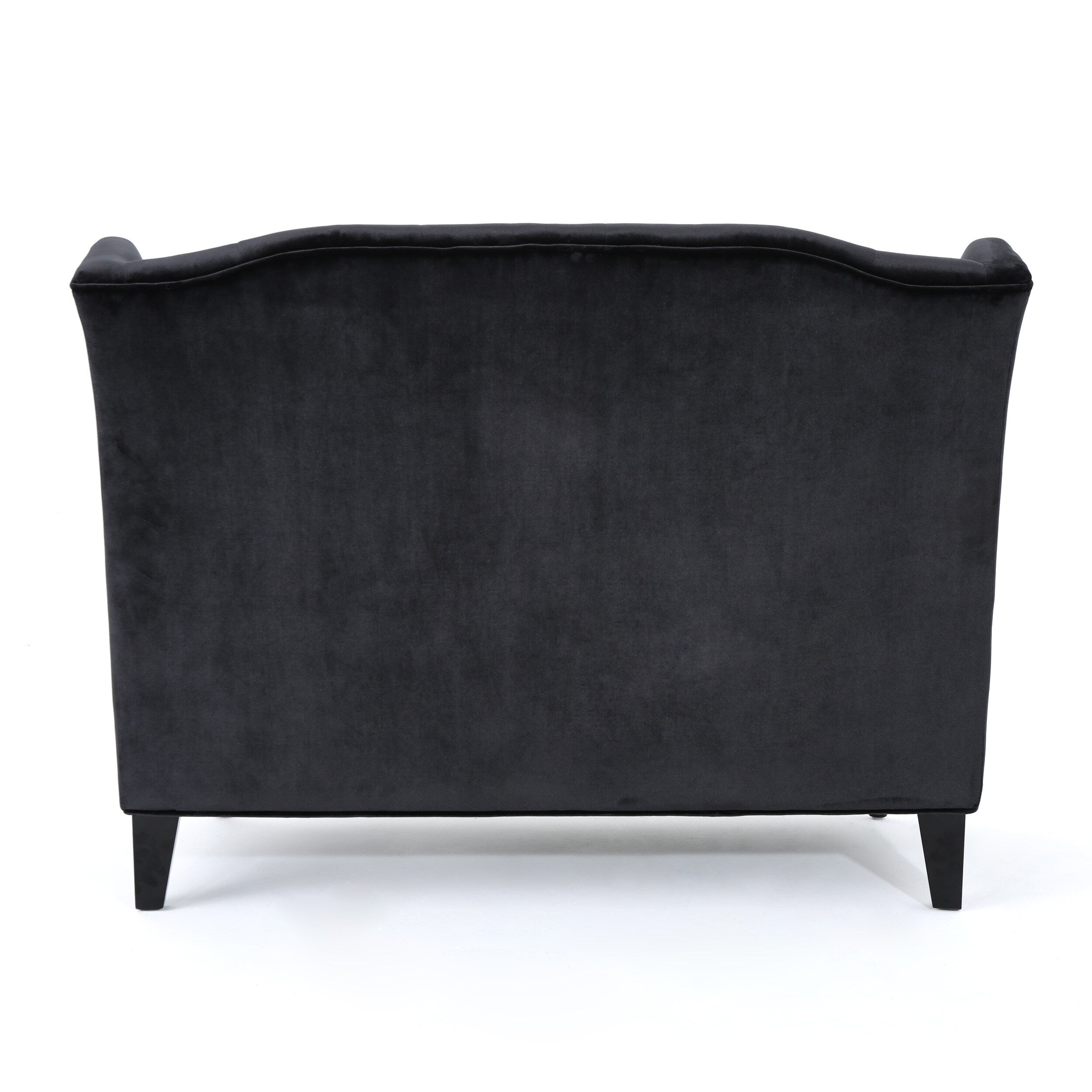 Black Velvet Button Tufted High Wingback Loveseat Sofa