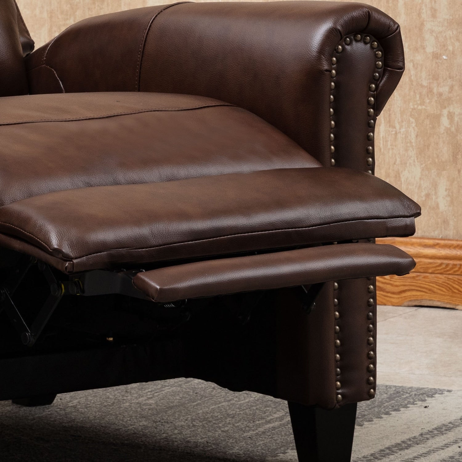 Genuine Leather Push Back Recliner Chair with Comfortable Arms and Back