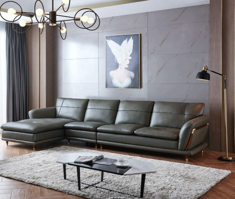 EF - TRANSITIONAL ITALIAN LEATHER SECTIONAL