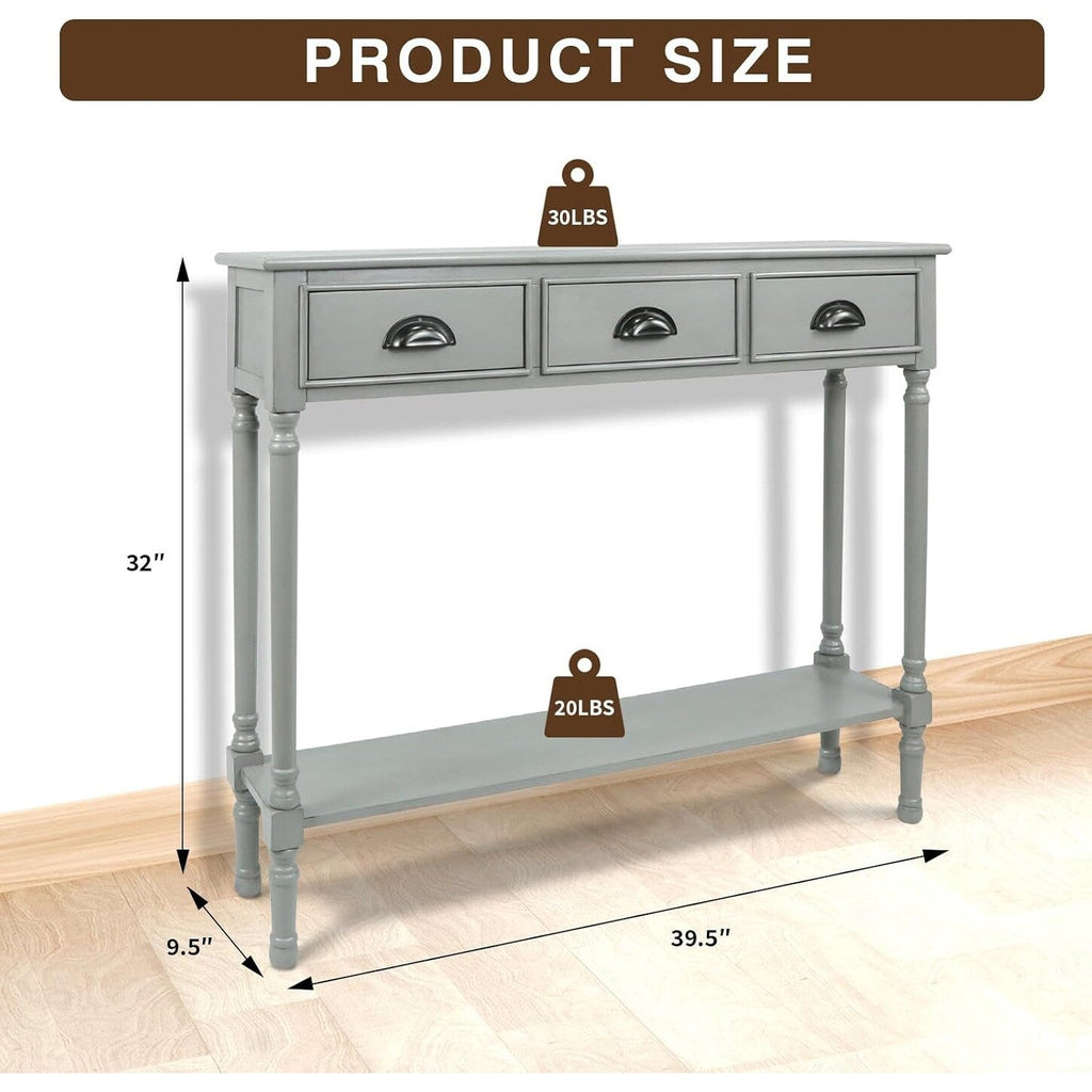 Burlington Wood 3-drawer Console Hallway Table