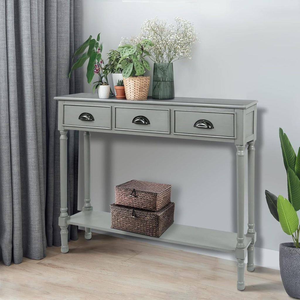 Burlington Wood 3-drawer Console Hallway Table