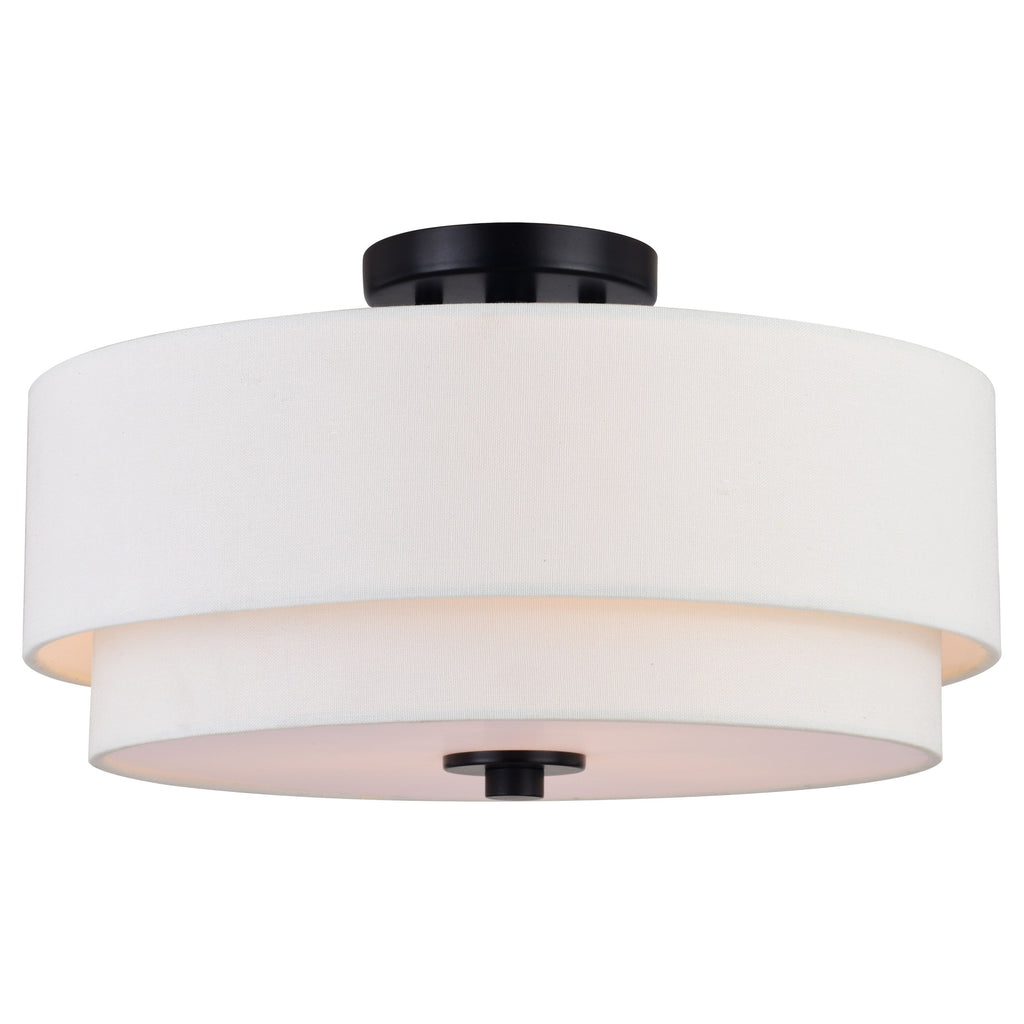 Burnaby Mid-Century Modern Ceiling Mount Light White Linen Drum Shade