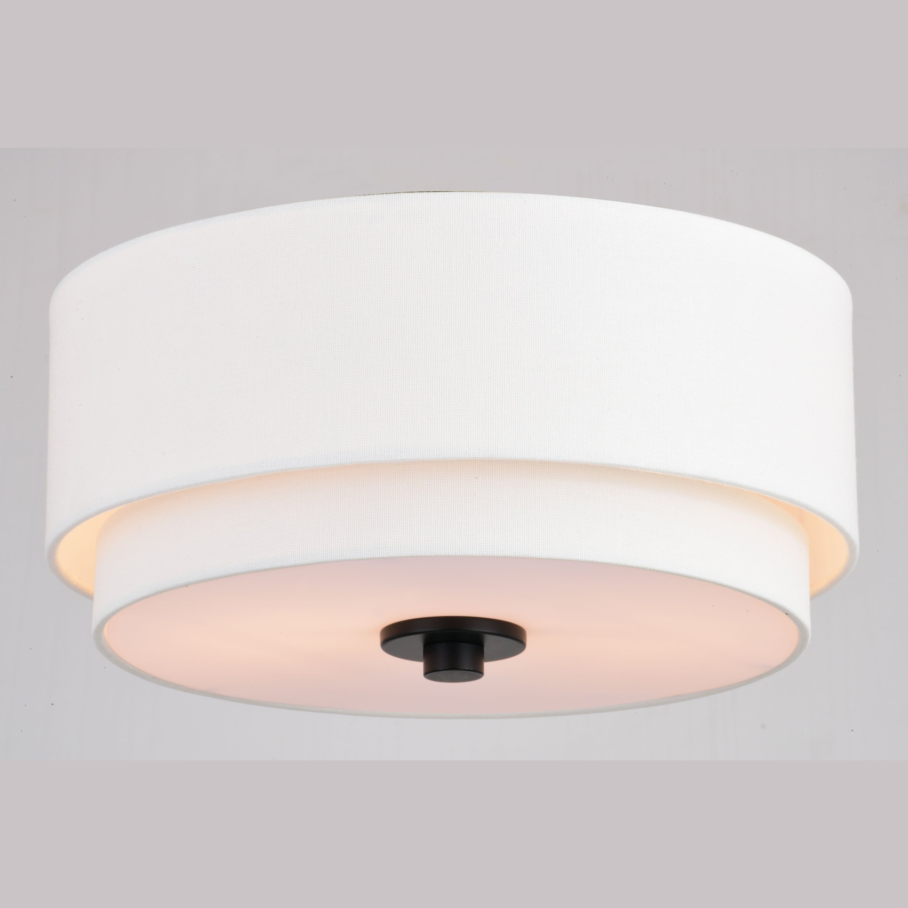 Burnaby Mid-Century Modern Ceiling Mount Light White Linen Drum Shade