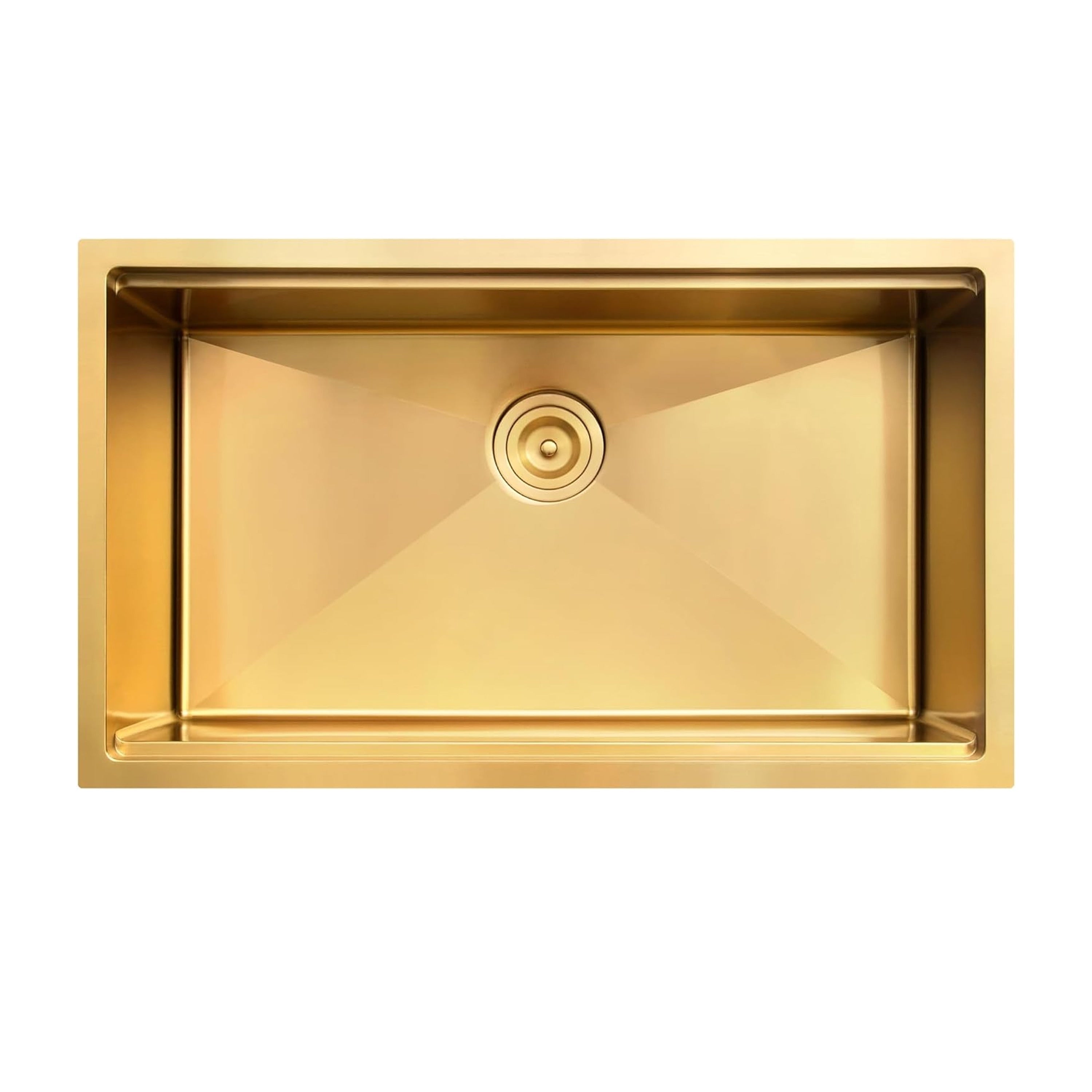 CB HOME 32'' Undermount Gold Kitchen Sink, Drop in Black/Stainless Steel Kitchen Sink, Single Bowl Kitchen Sink with Accessories