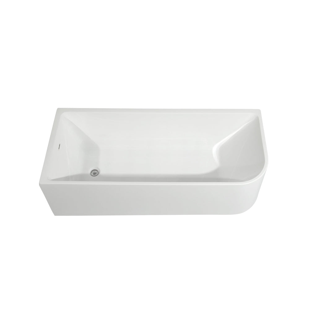CB HOME 59''/67'' Freestanding Acrylic Soaking Bathtubs, Soaking Tubs Single Side Against The Wall, Left/Right Overflow