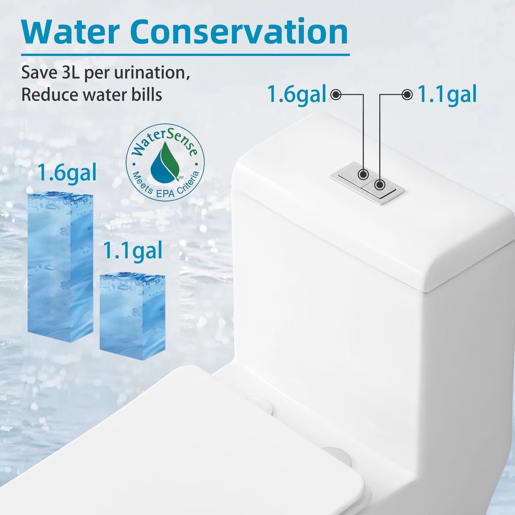 CB HOME 24'' Small Compact One Piece Toilet, Dual Flush Modern Siphon Short Toilet with Soft Closing Seat,16.5''Comfort Height