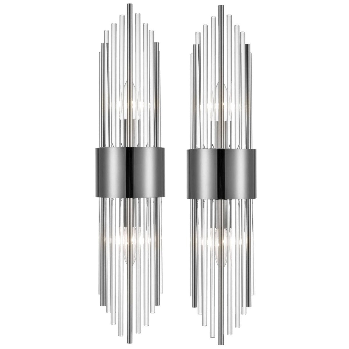 Cabrera Modern Metal Wall Sconce with Beautiful Crystal Clear Glass Rods for Bathroom Set of 2