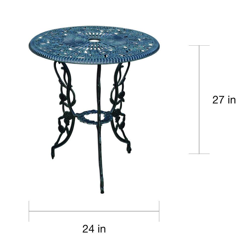 Camellia Cast Aluminum Verdi Green 3-piece Bistro Set with Table and 2 Chairs