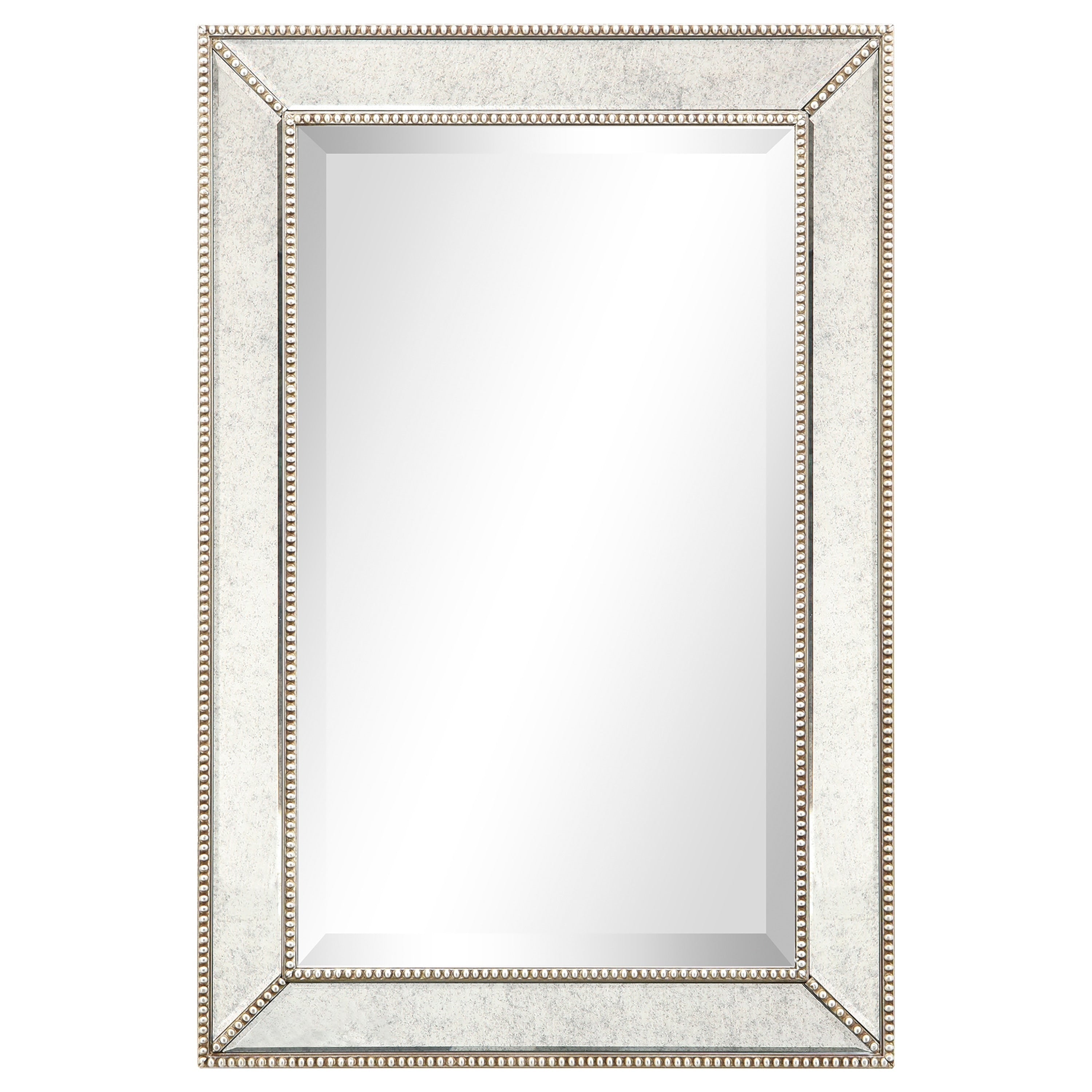 Champagne Bead Beveled Rectangular Wall Mirror - Clear