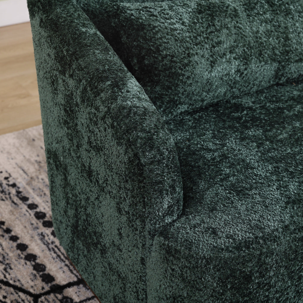 Chenille Swivel Barrel Chair, 360-Degree Comfy Accent Sofa for Living Room, Bedroom, and Study with Removable Cushion