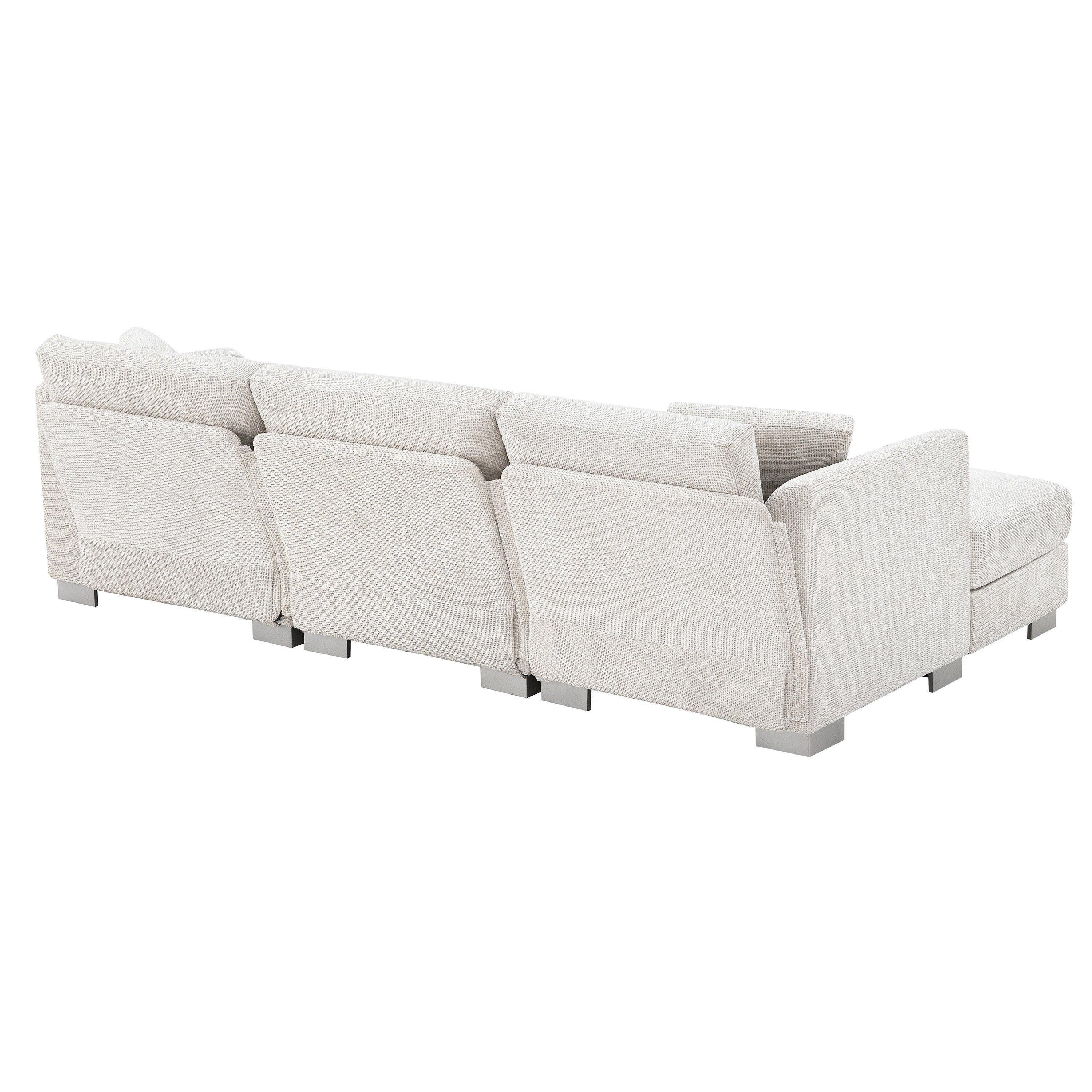 Cloud Sectional Sofa,L-Shaped Luxury Couch Set With 2 Free Pillows,4-Seat Chenille Indoor Furniture With Oversized Chaise