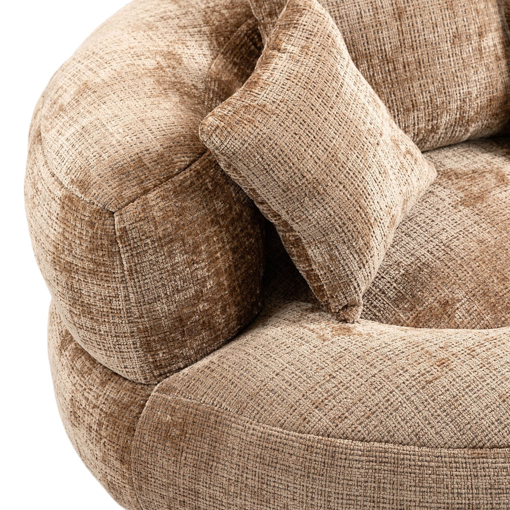 Coffee Oversized 42.52 Chenille Lazy Bean Bag Single Sofa with Three Pillows for Bedroom
