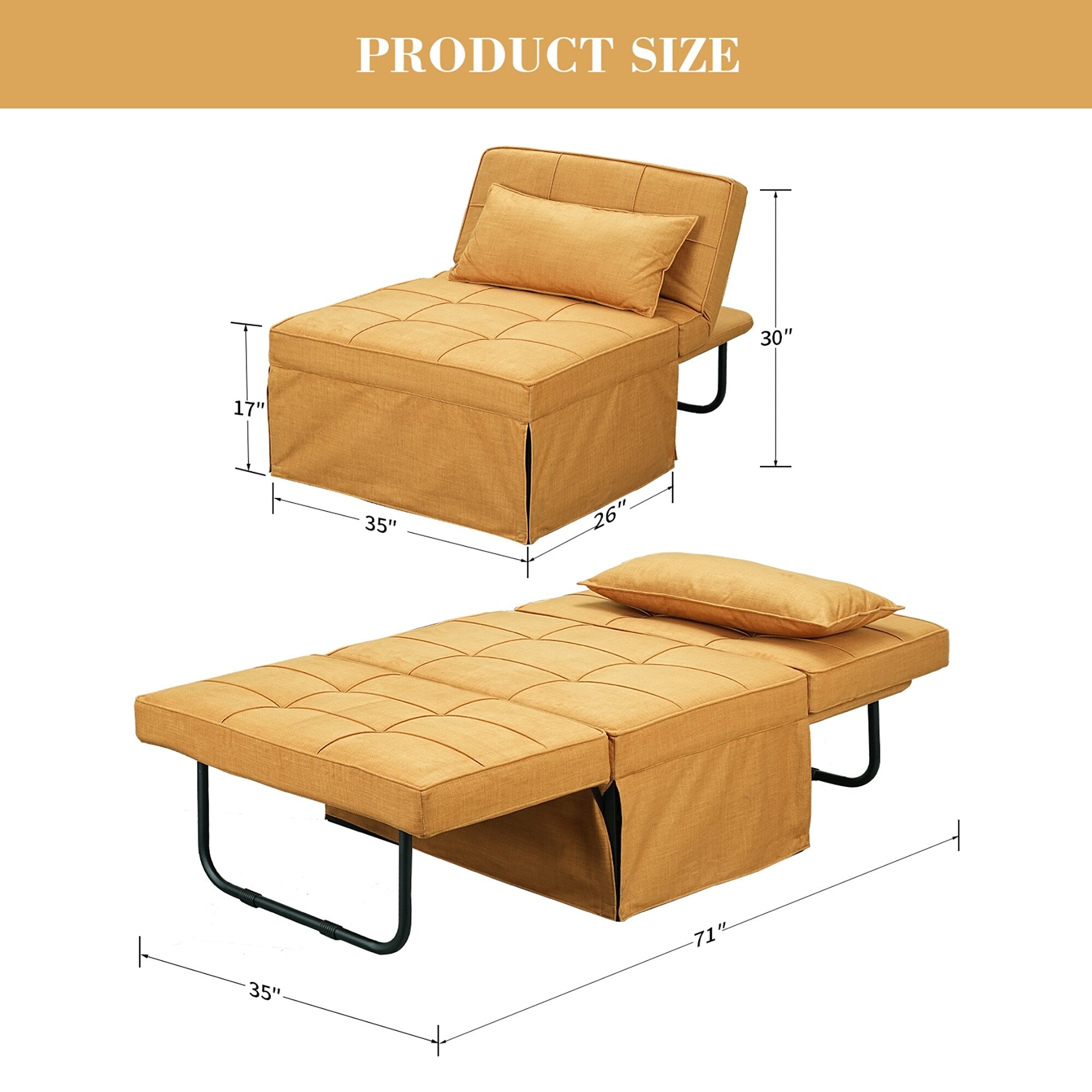 Convertible Sofa Bed Sleeper Sofa Chair Couch Folding Ottoman Recliner Chairs for Living Room