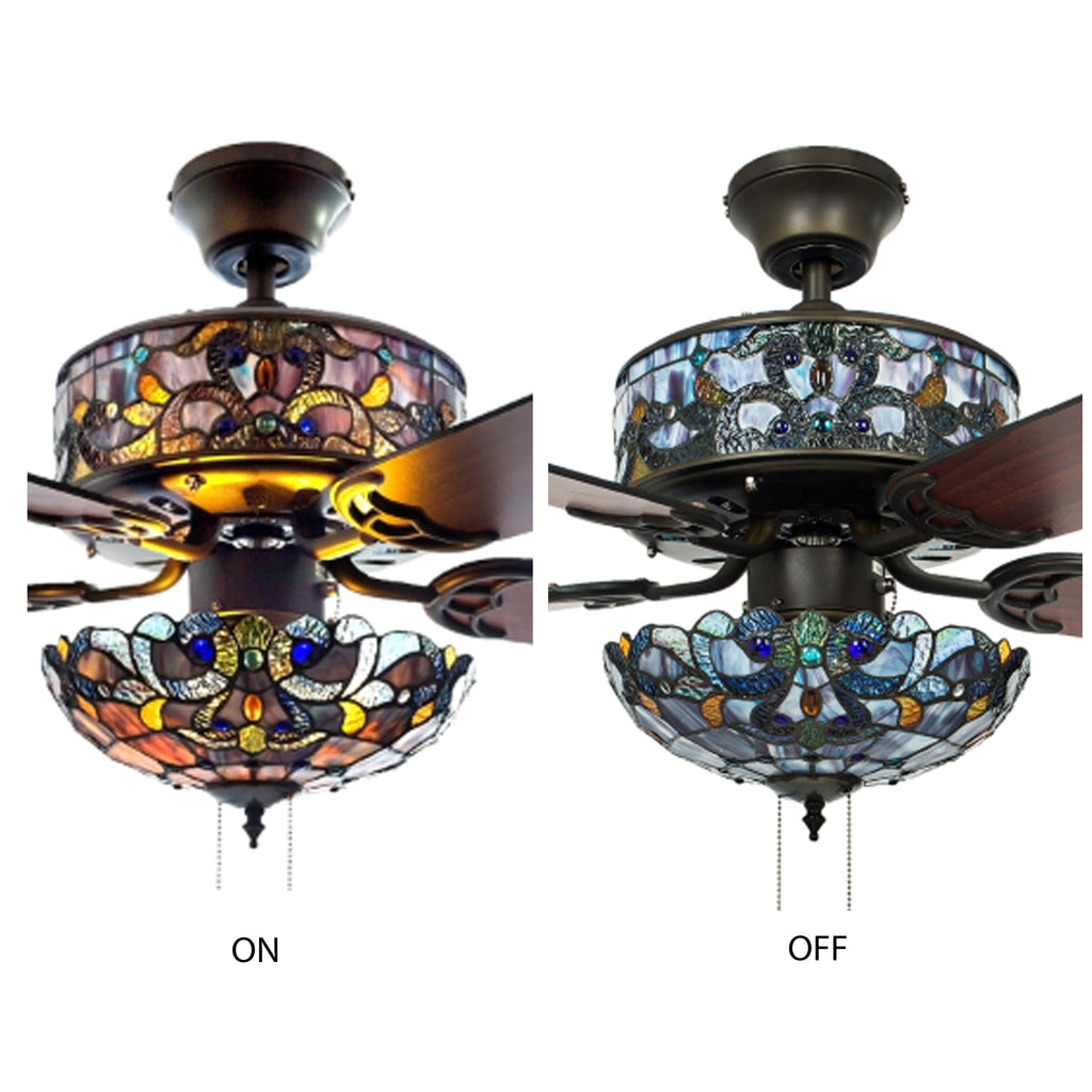 Copper Grove Guasipati 52-inch Tiffany-style Magna Carta Ceiling Fan - 52L x 52W x 16.5