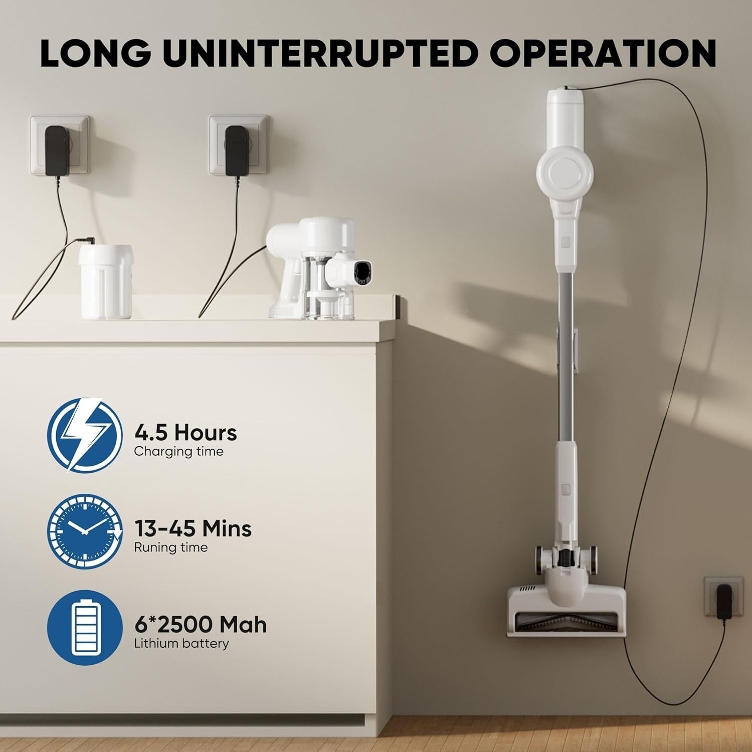 Cordless 3-in-1 Stick Vacuum Cleaner, Lightweight for Carpet, Hard Floors, Pet Hair, and Home Cleaning