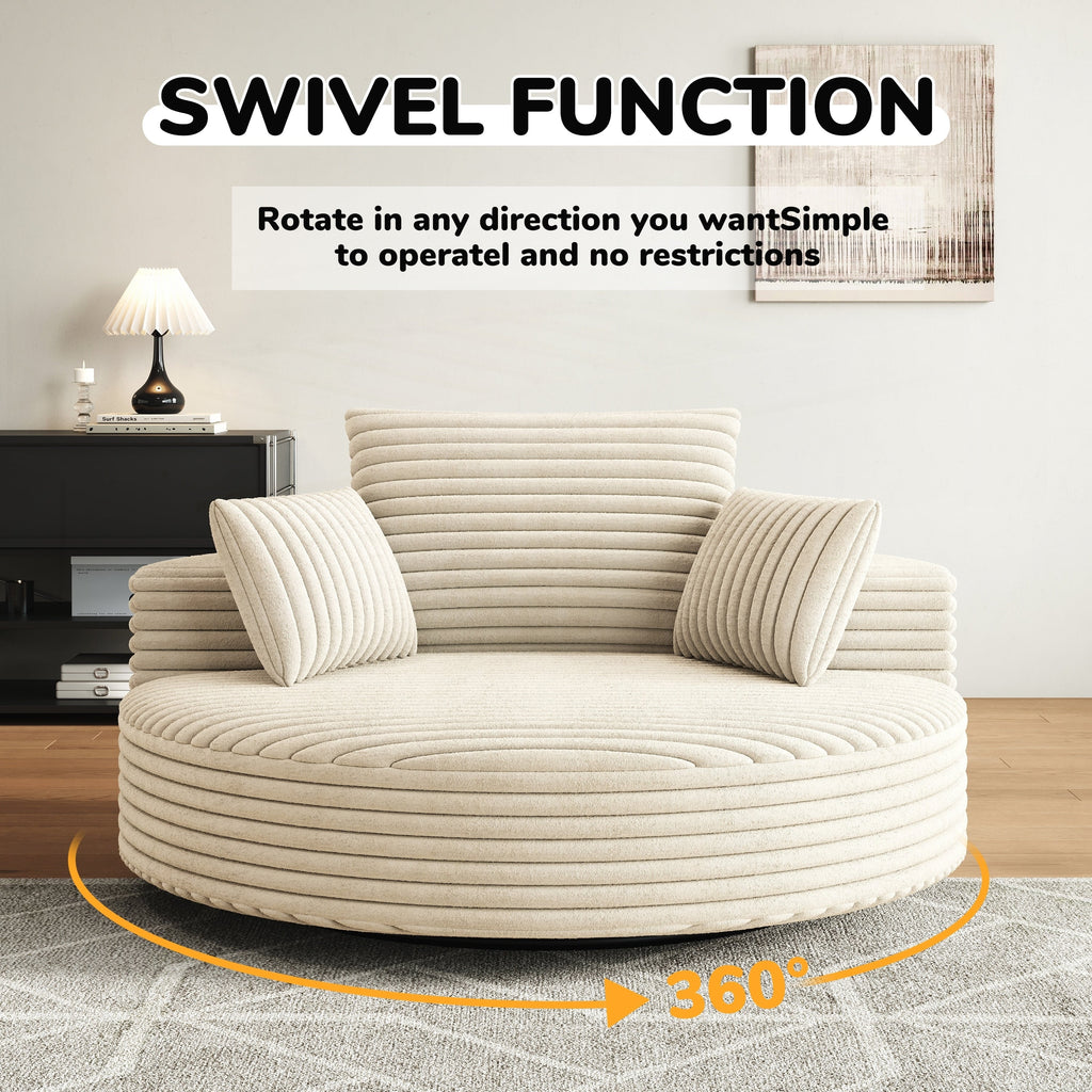 Corduroy Chenille Foam Single Swivel Chair