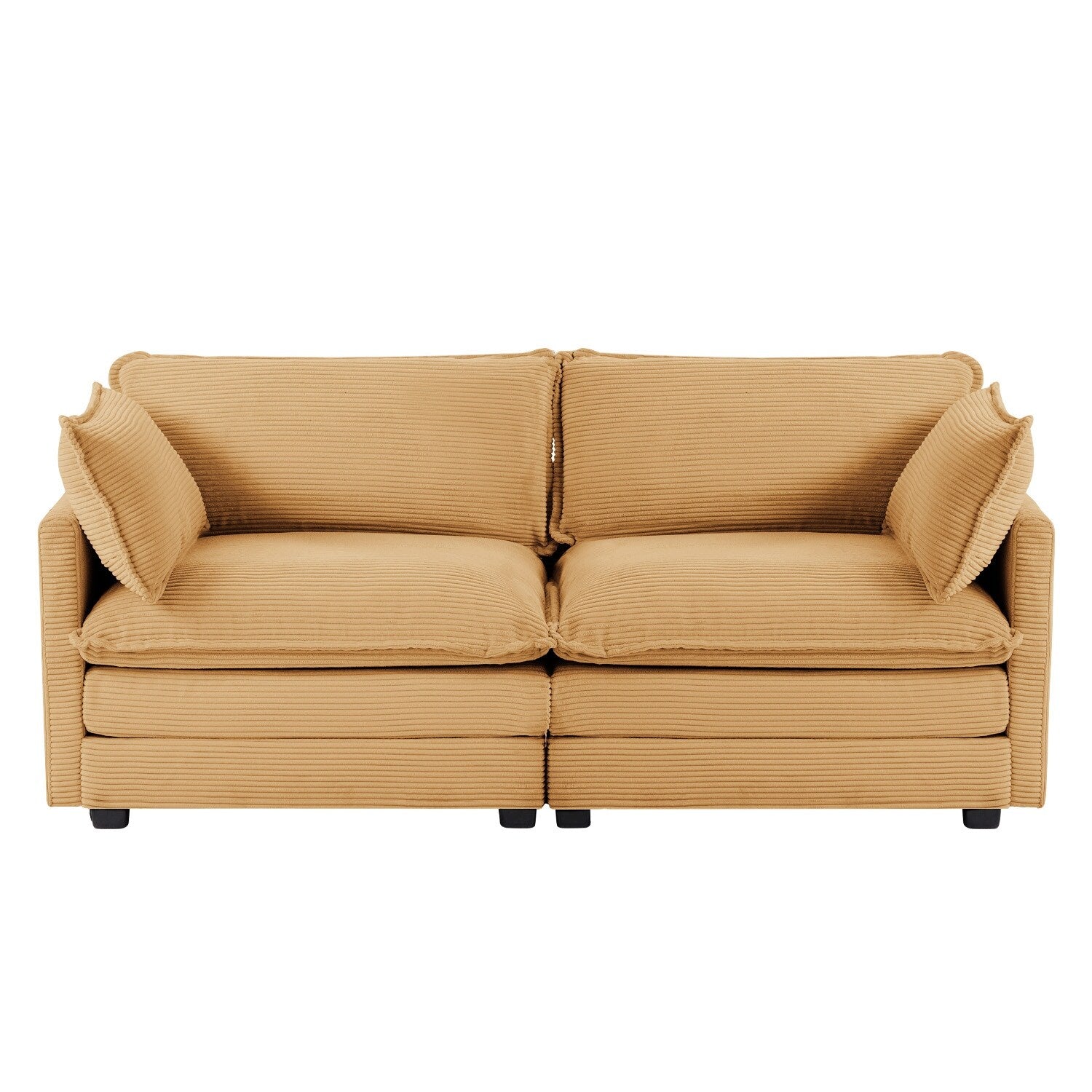 Corduroy Sectional Sofa with Removable Ottomans & Ultra-soft Cushions for Living Room & Bedroom
