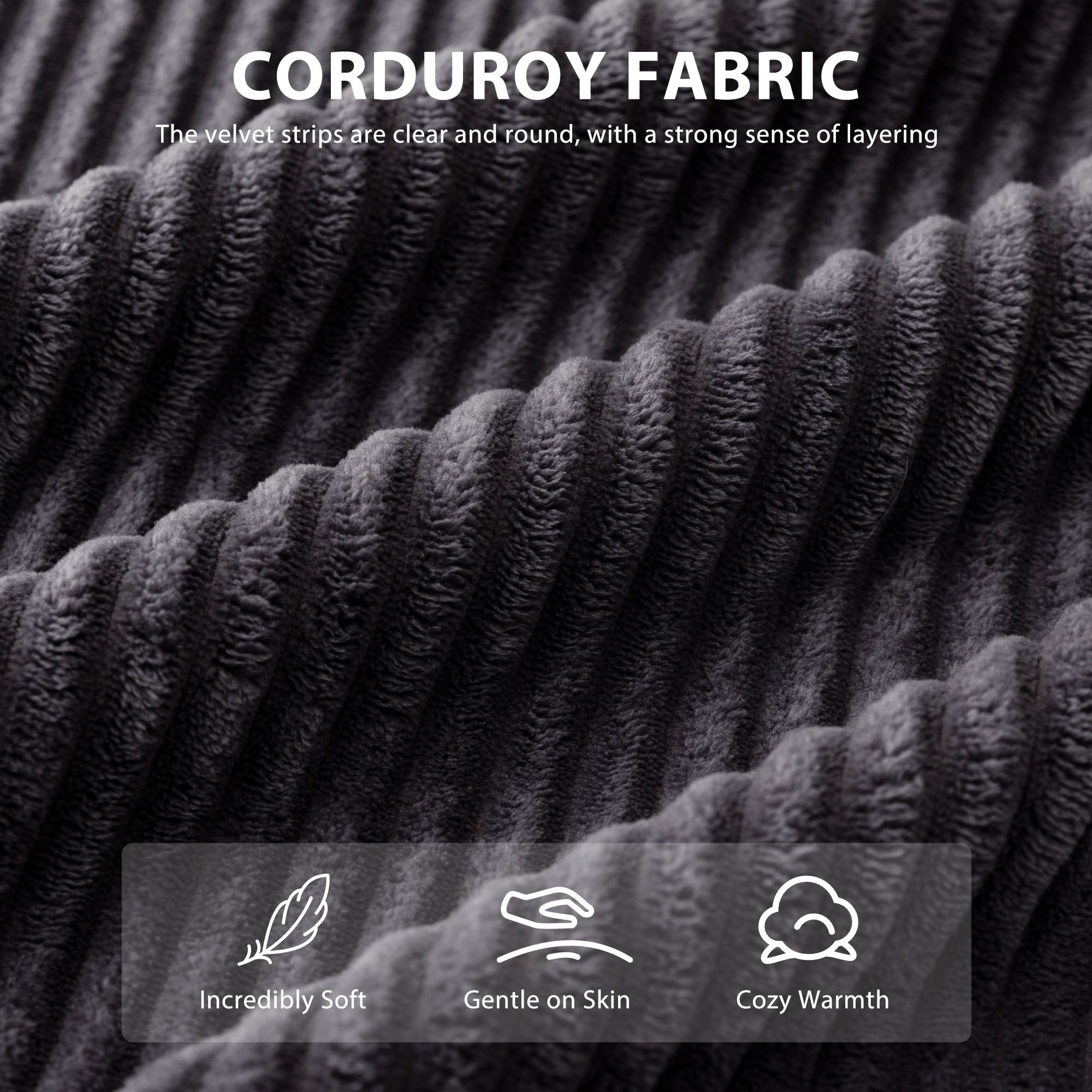 Corduroy Upholstered Memory Foam Sofa With Ottoman Upholstered Bean Bag Couch - 48.4Lx67.7Wx24.4H