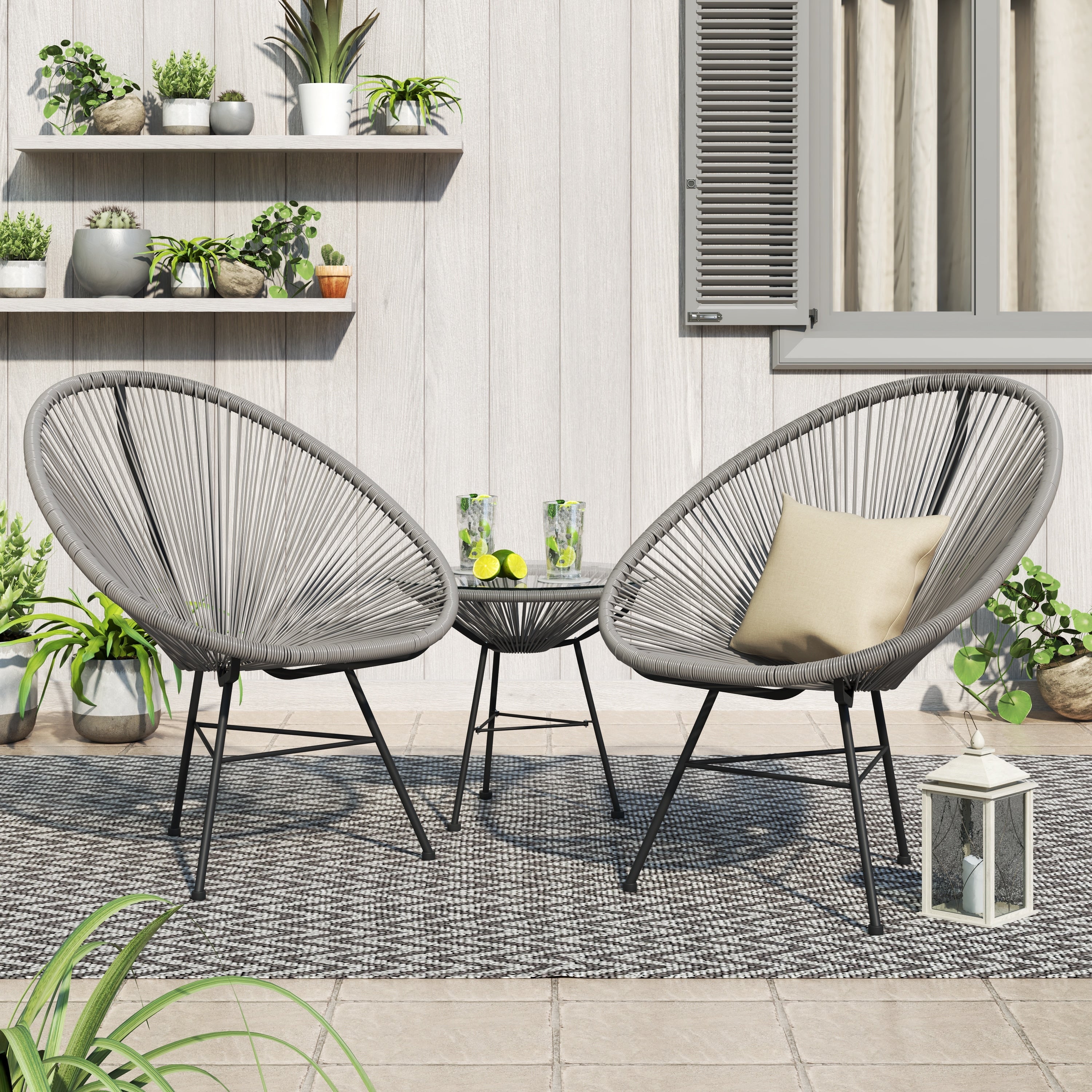 Corvus Sarcelles 3-Piece Modern Wicker Acapulco Bistro Set