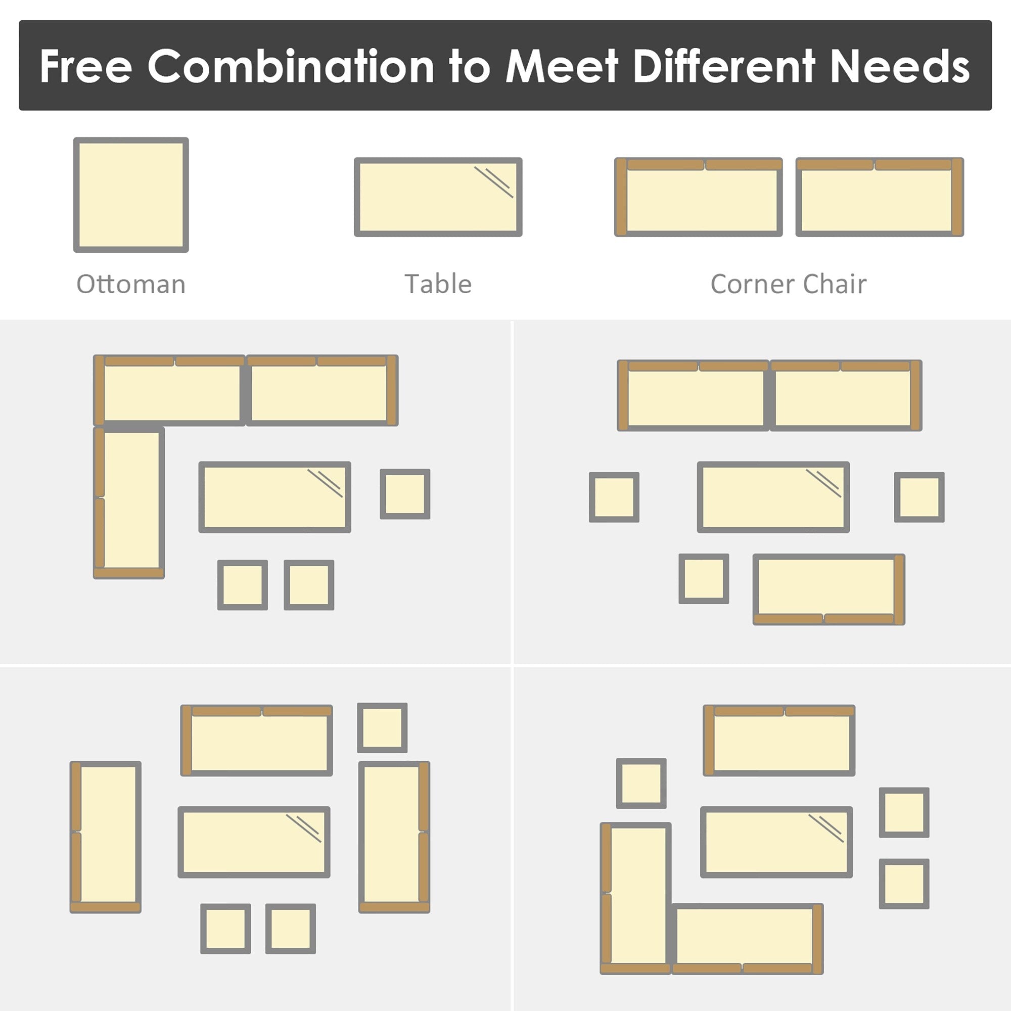 Costway 7 PCS Patio Rattan Dining Set Sectional Sofa Couch Ottoman - See Details